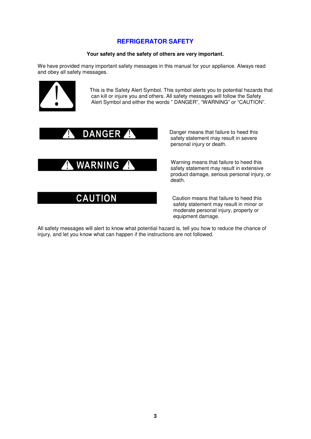 Avanti AR1733B instruction manual Refrigerator Safety, Your safety and the safety of others are very important 