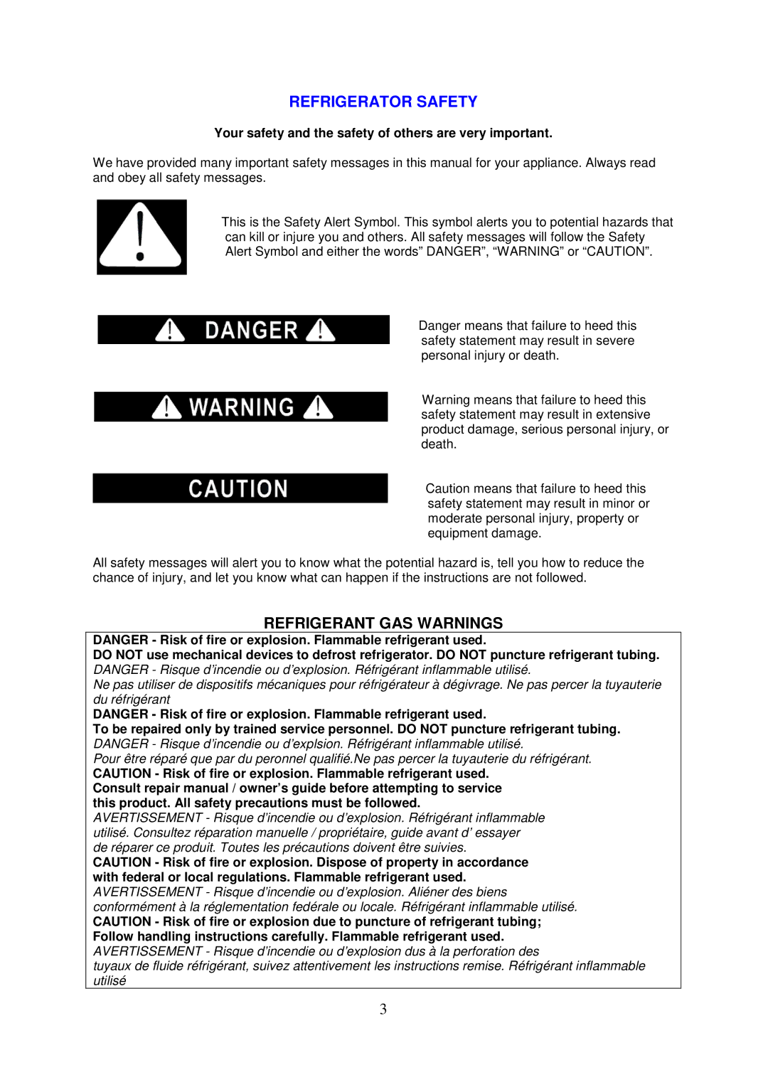 Avanti AR2416B, AR2406W instruction manual Refrigerator Safety, Your safety and the safety of others are very important 