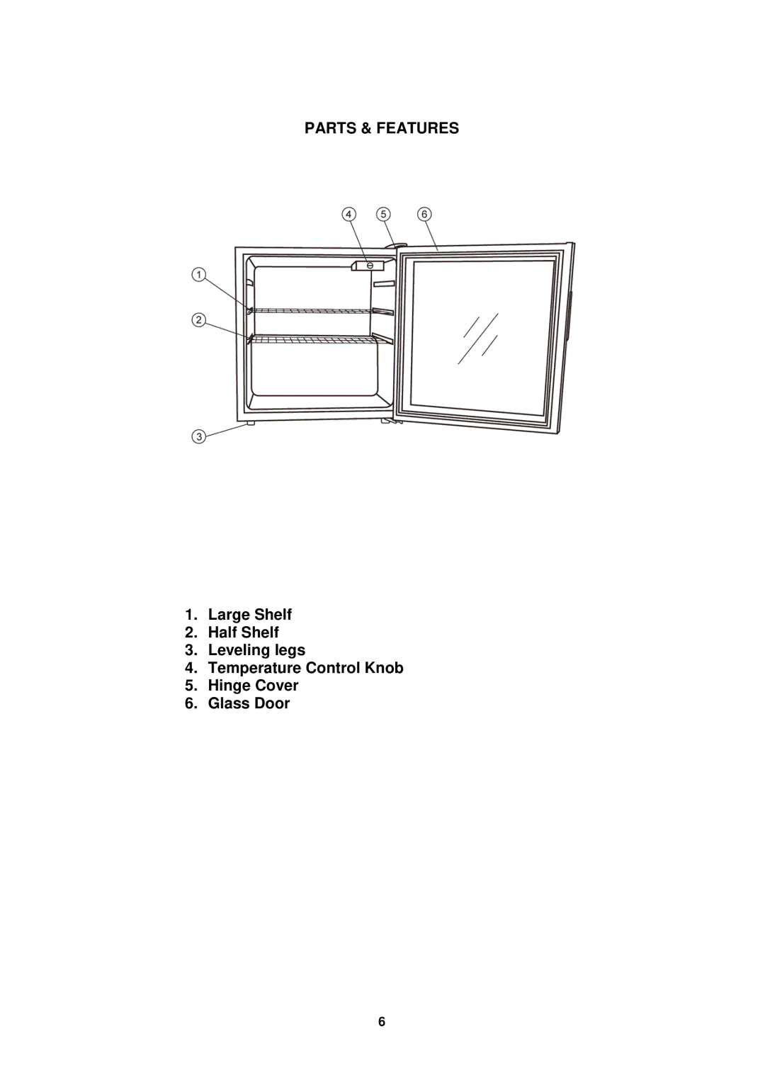 Avanti BCA193BG-1 instruction manual Parts & Features 