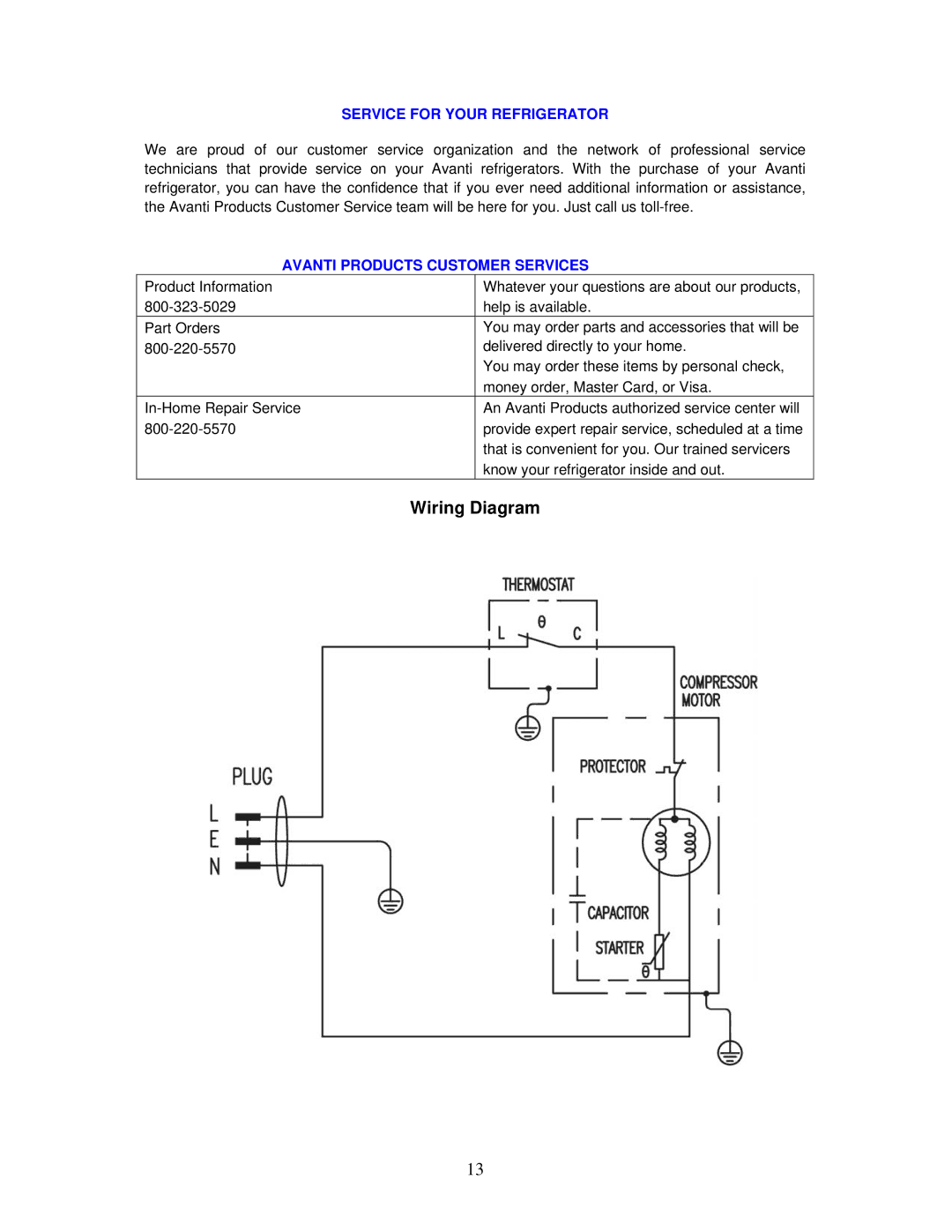 Avanti RM241B, BCA244B instruction manual Service for Your Refrigerator, Avanti Products Customer Services 