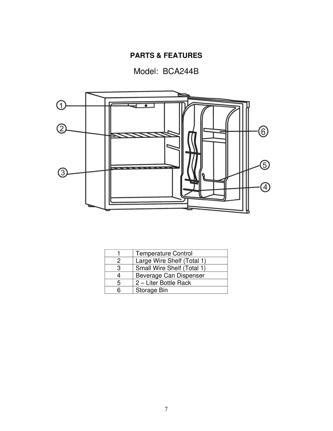 Avanti RM241B instruction manual Model BCA244B 