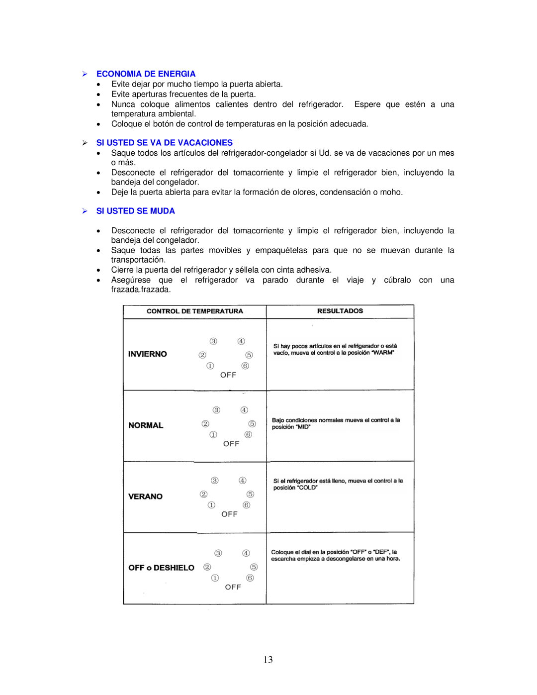 Avanti BCA327B instruction manual ¾ Economia DE Energia 