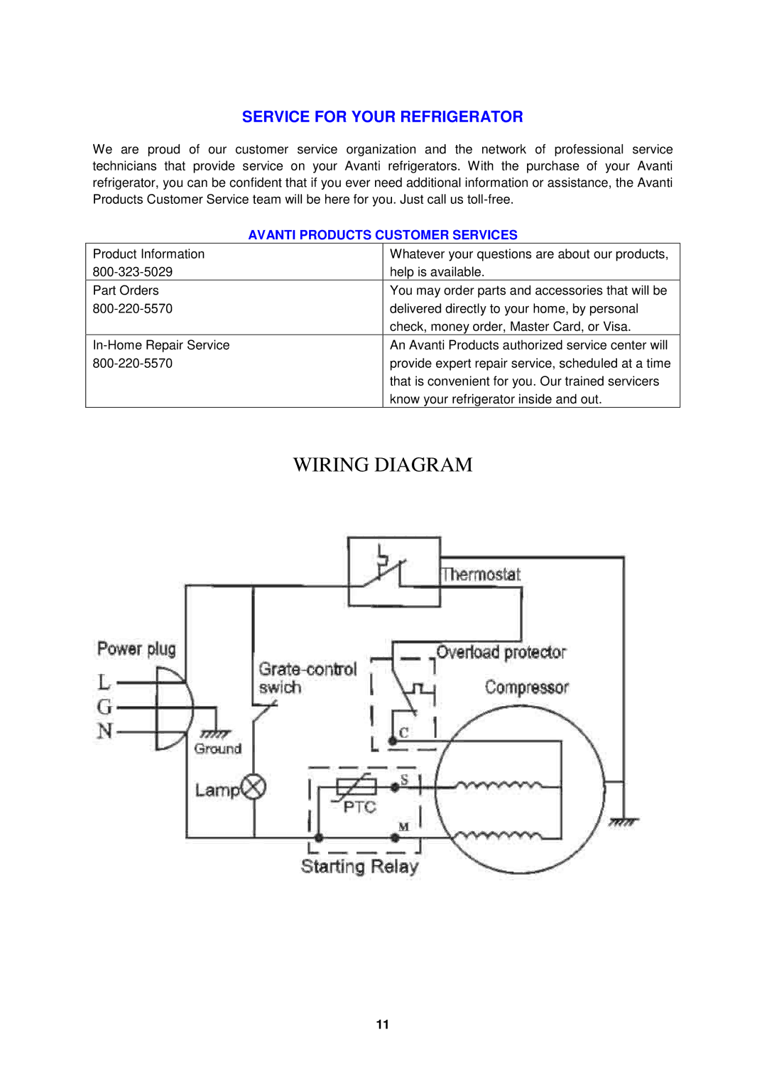 Avanti BCA5003PS instruction manual Service for Your Refrigerator, Avanti Products Customer Services 