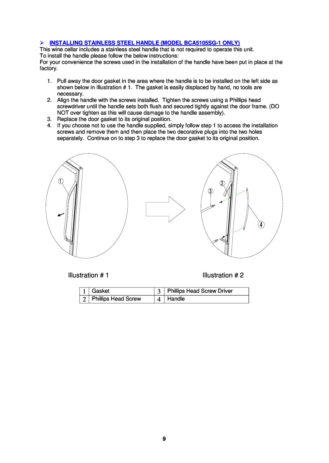 Avanti BCA5102SS-1 instruction manual Illustration # 