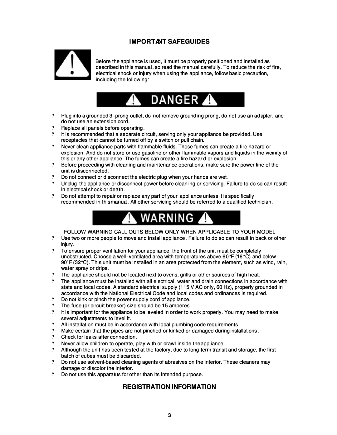 Avanti BCAD680 instruction manual Important Safeguides, Registration Information 