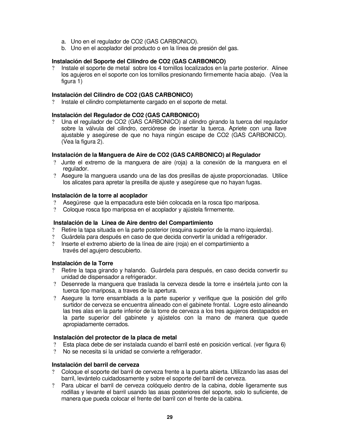 Avanti BD6000 Instalación del Soporte del Cilindro de CO2 GAS Carbonico, Instalación del Cilindro de CO2 GAS Carbonico 