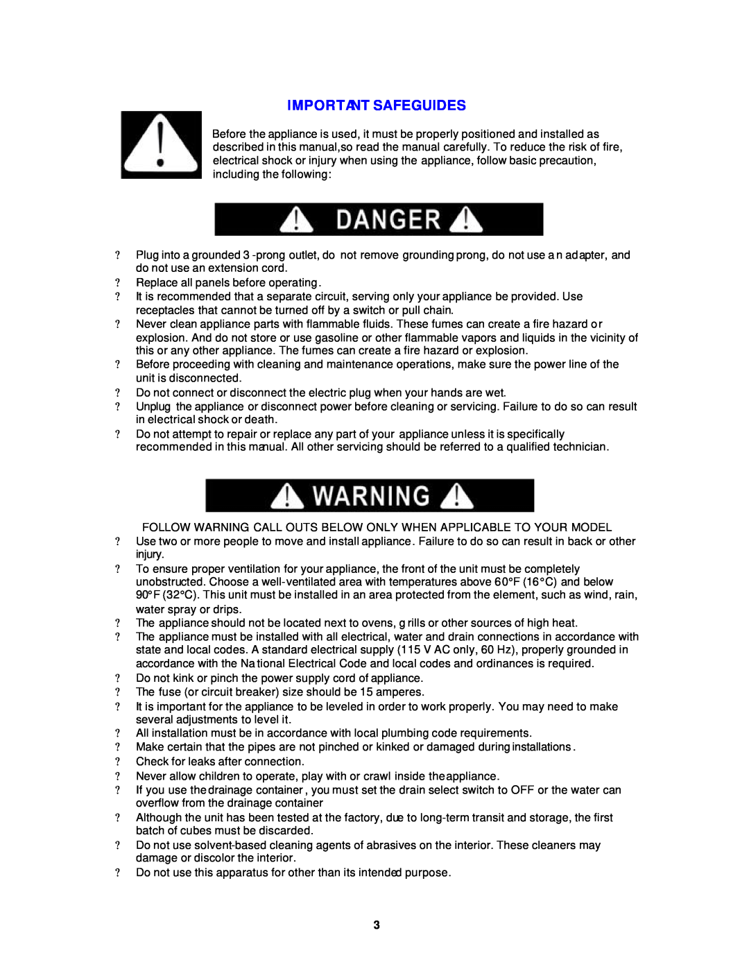 Avanti BD6000 instruction manual Important Safeguides 