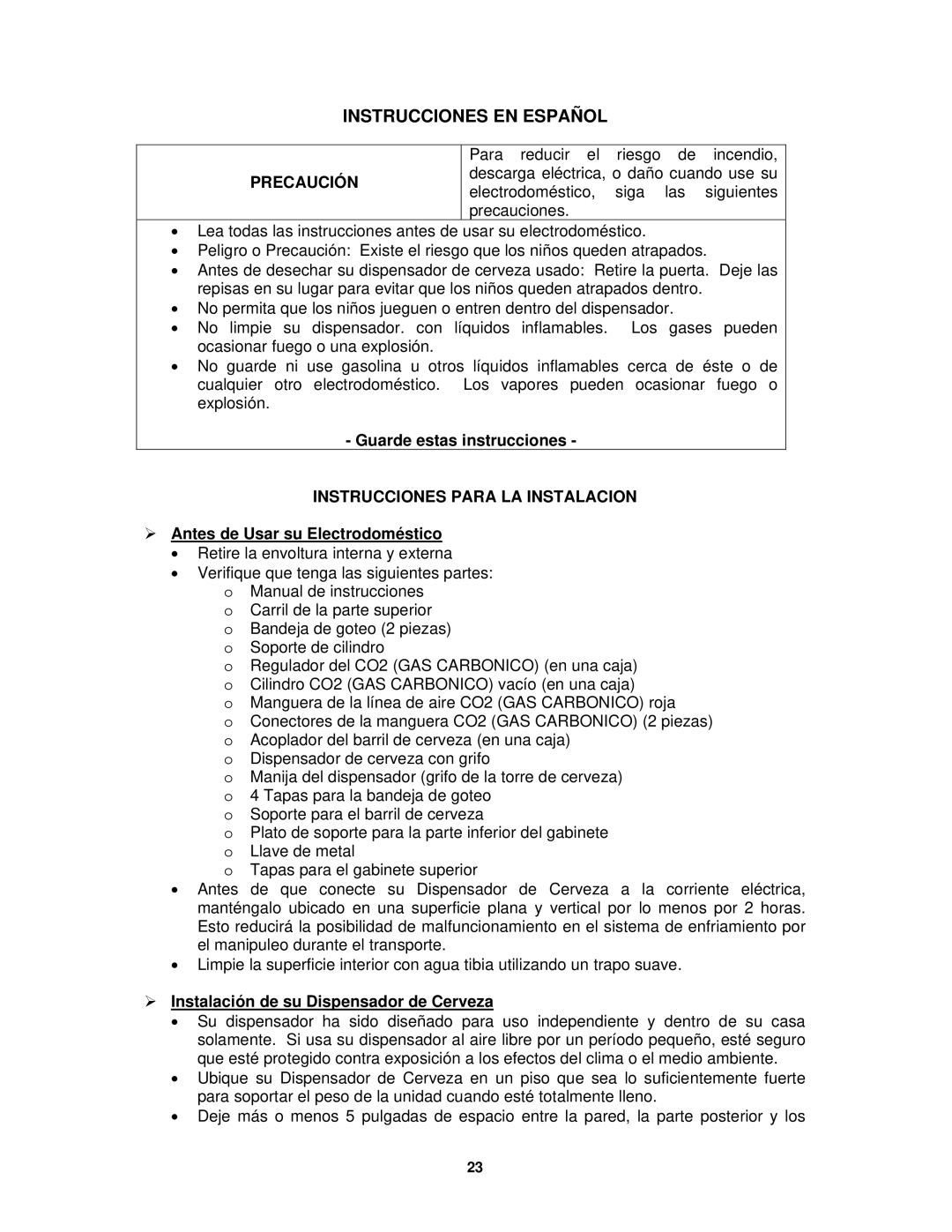 Avanti BD7000 instruction manual Instrucciones EN Español, Guarde estas instrucciones, Instrucciones Para LA Instalacion 