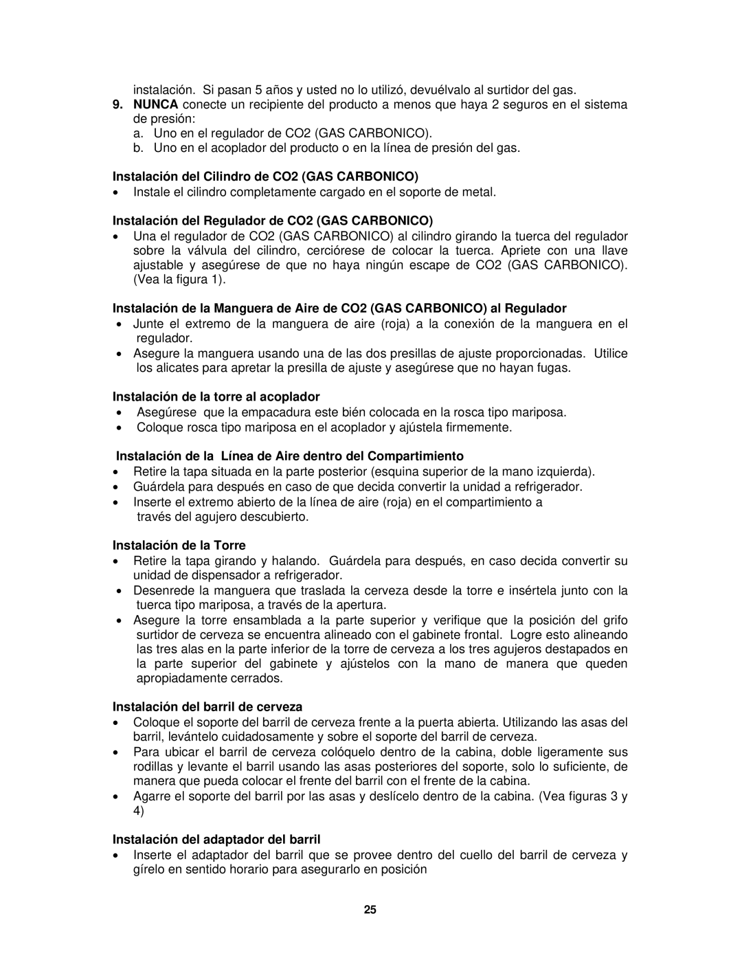 Avanti BD7000 Instalación del Cilindro de CO2 GAS Carbonico, Instalación del Regulador de CO2 GAS Carbonico 