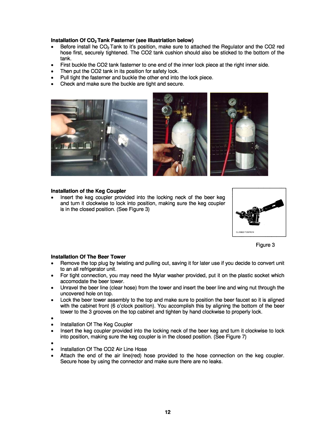 Avanti BD7000 instruction manual Installation of the Keg Coupler, Installation Of The Beer Tower 