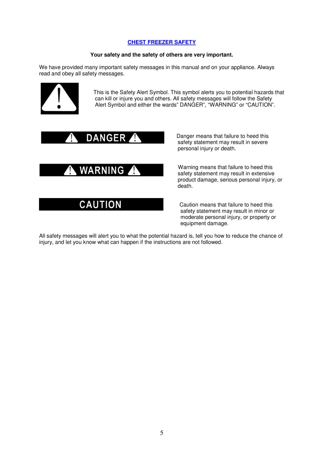 Avanti CF103 instruction manual Chest Freezer Safety, Your safety and the safety of others are very important 