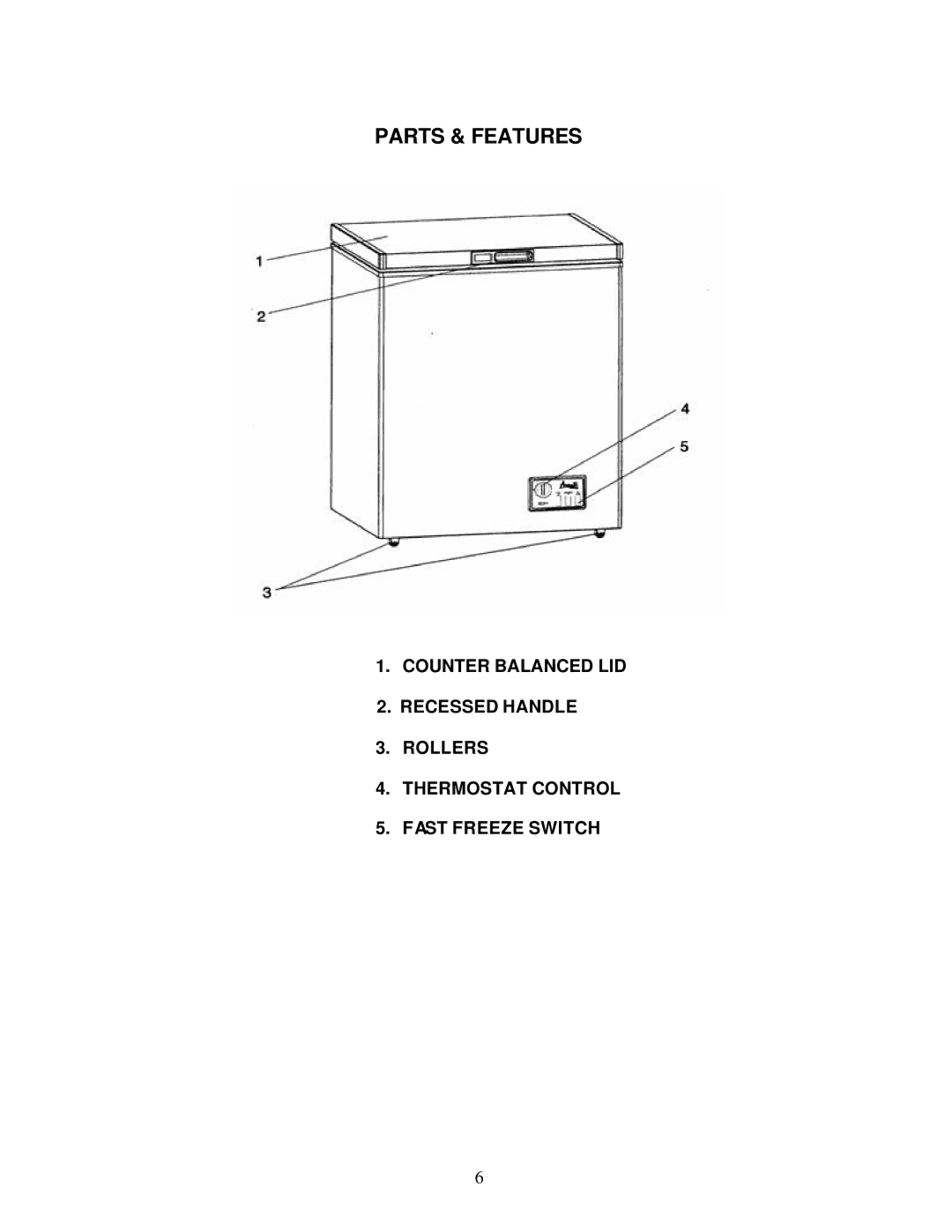 Avanti CF142, CF97, CF199 instruction manual Parts & Features 