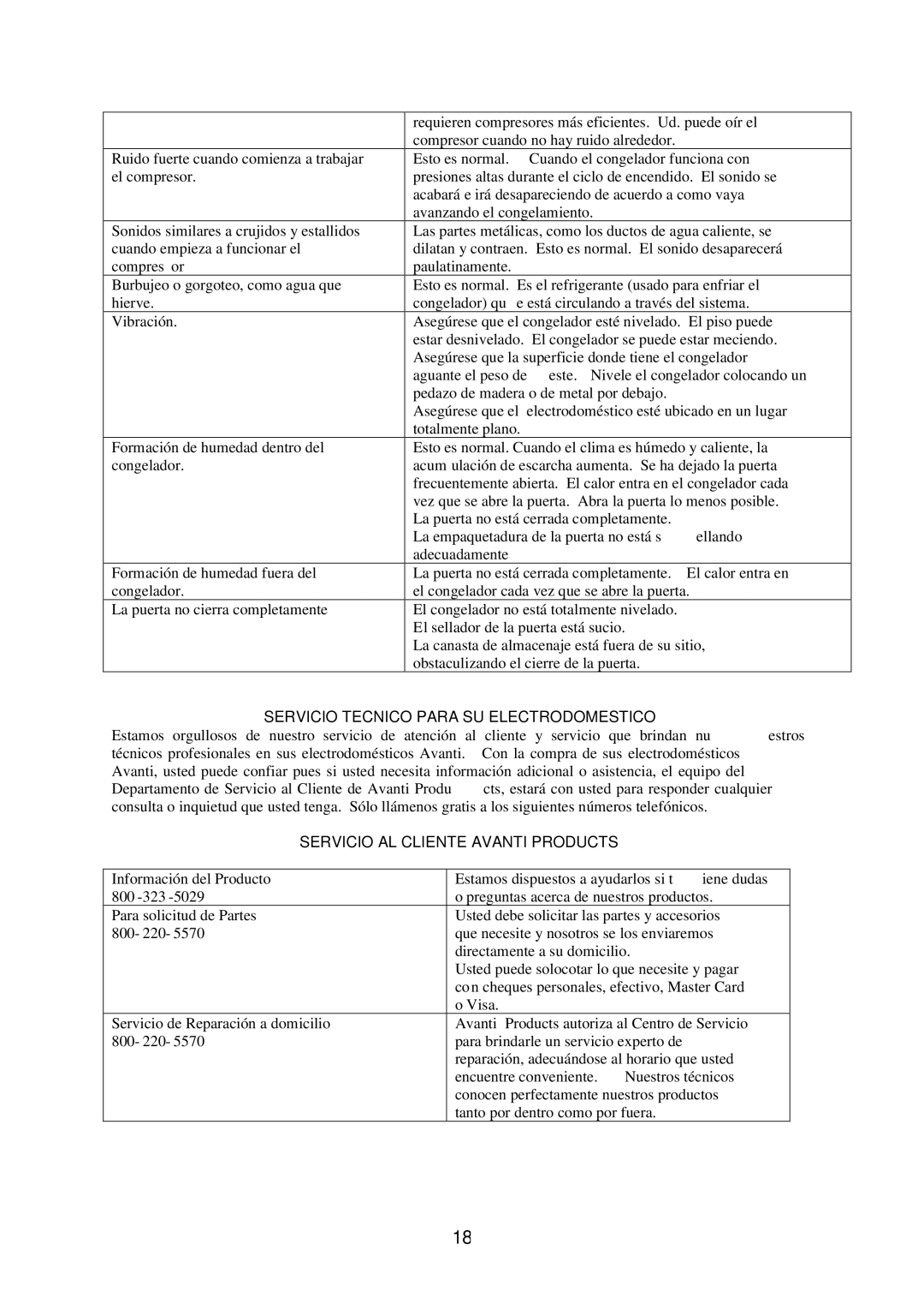 Avanti CF146 instruction manual Servicio Tecnico Para SU Electrodomestico, Servicio AL Cliente Avanti Products 