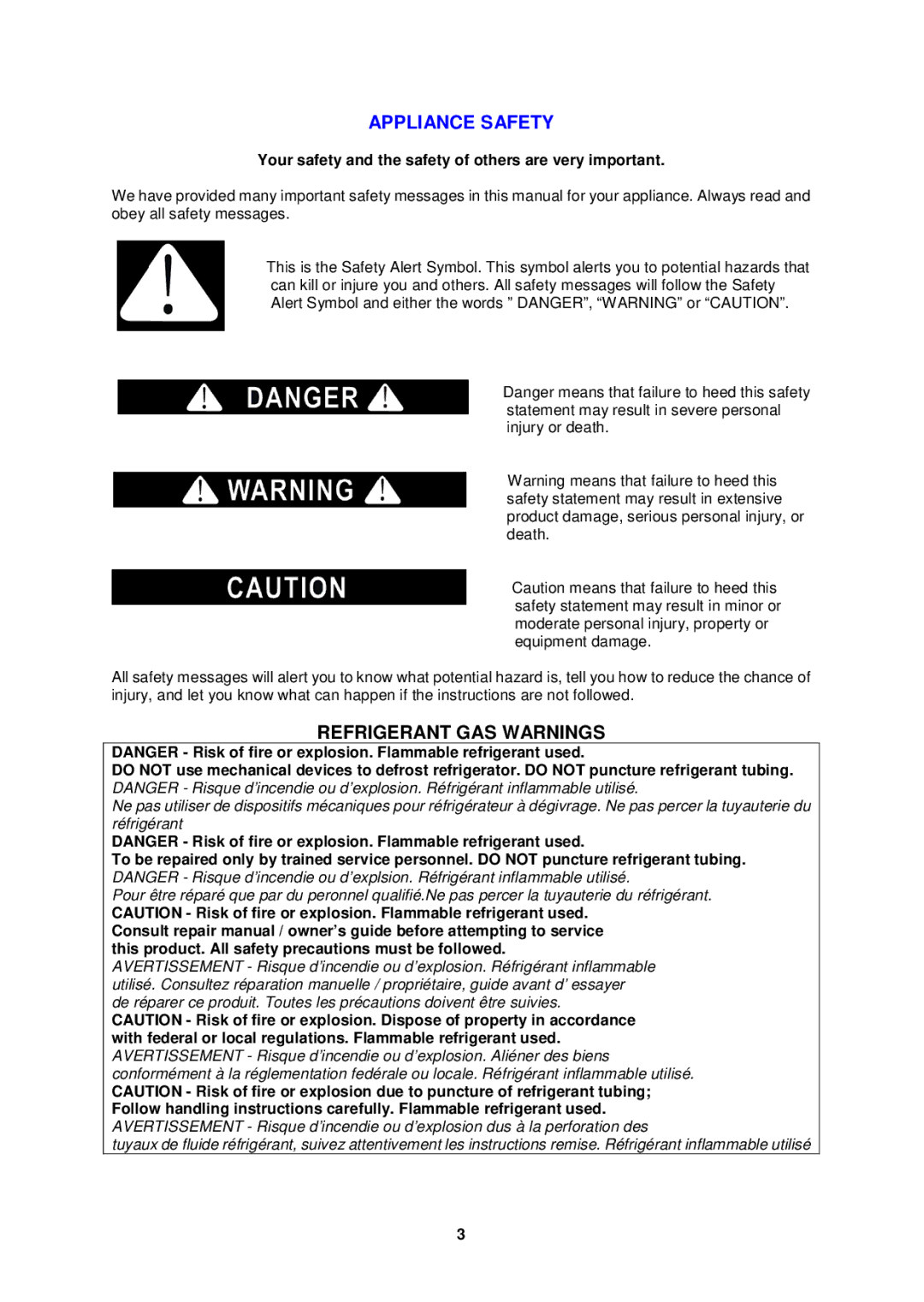 Avanti CF1516, CF1016, CF1116PS instruction manual Appliance Safety, Your safety and the safety of others are very important 