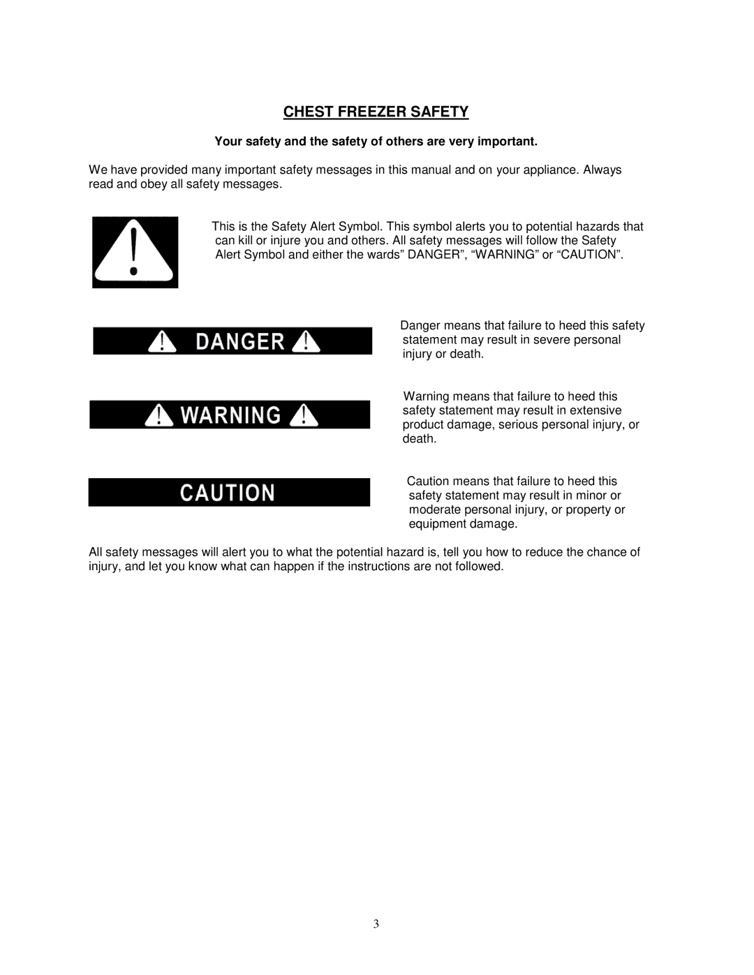 Avanti CF208G instruction manual Chest Freezer Safety, Your safety and the safety of others are very important 