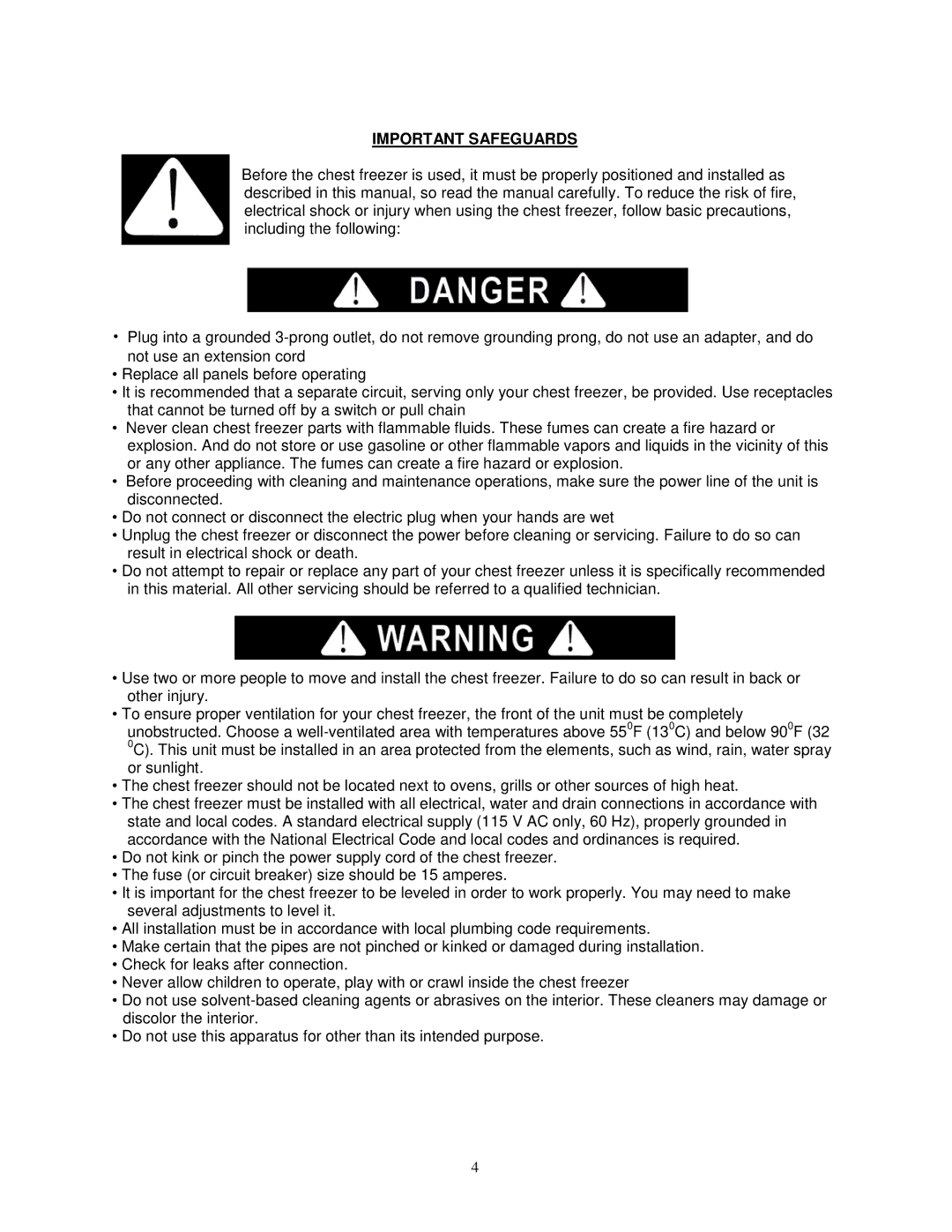 Avanti CF208G instruction manual Important Safeguards 