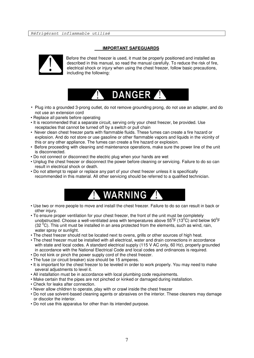 Avanti CF10006WE, CF6216E, CF10016PE, CF2016 instruction manual Important Safeguards 