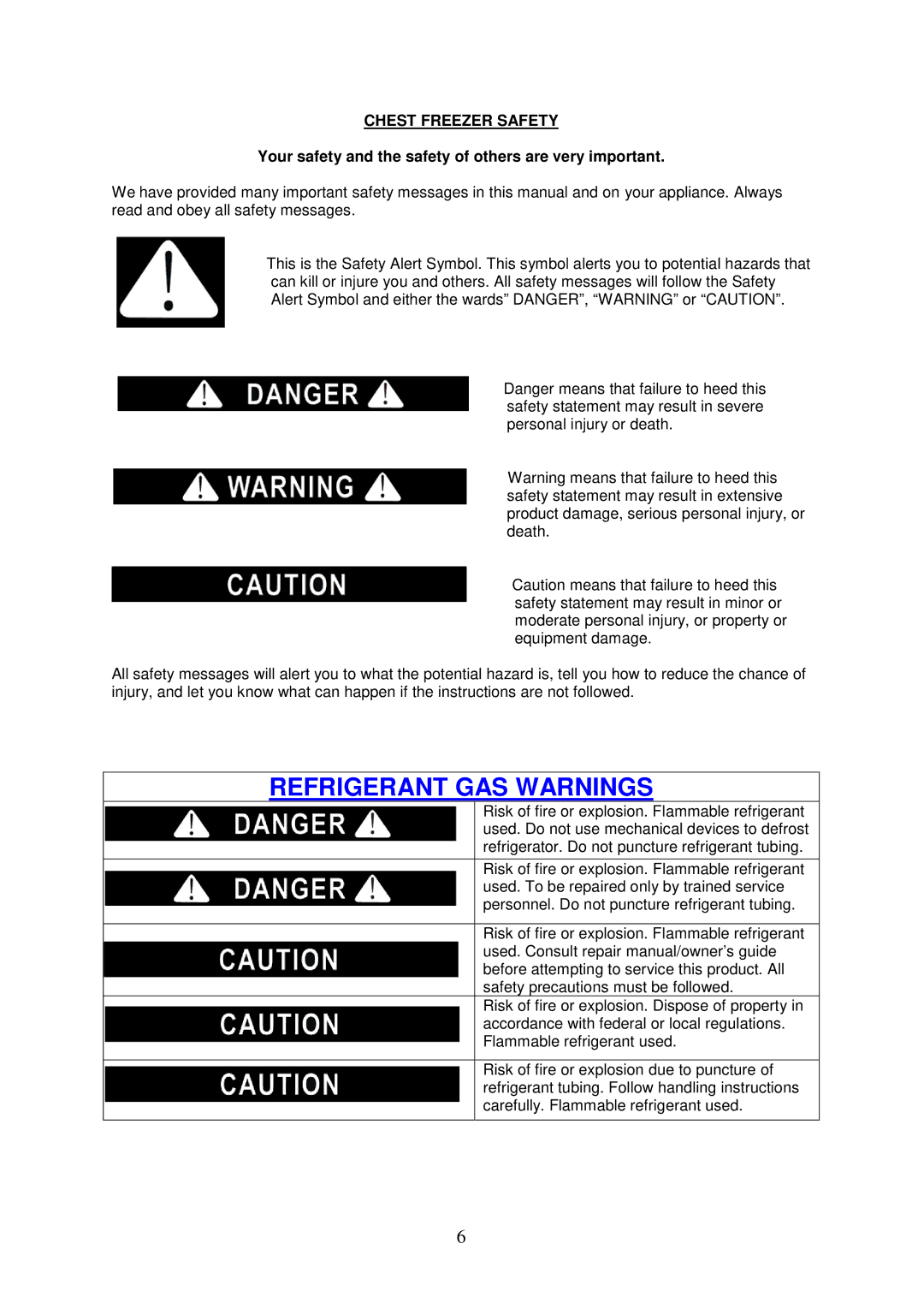 Avanti CF626, CF2016 instruction manual Chest Freezer Safety, Your safety and the safety of others are very important 