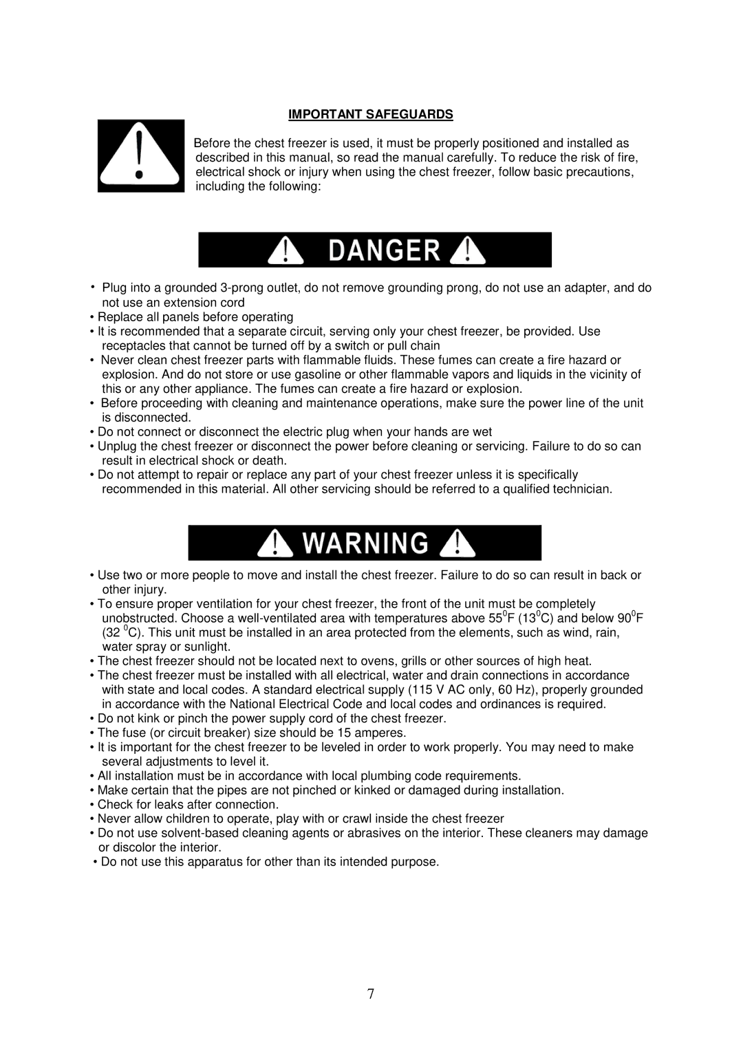 Avanti CF2016, CF626 instruction manual Important Safeguards 