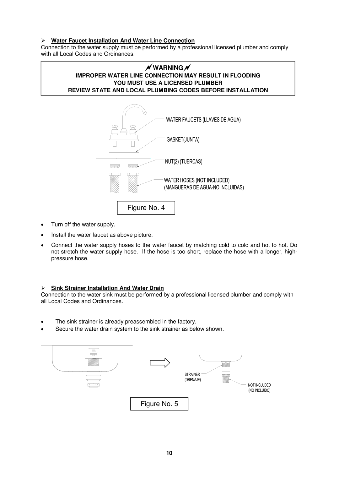 Avanti CK3016  Water Faucet Installation And Water Line Connection,  Sink Strainer Installation And Water Drain 