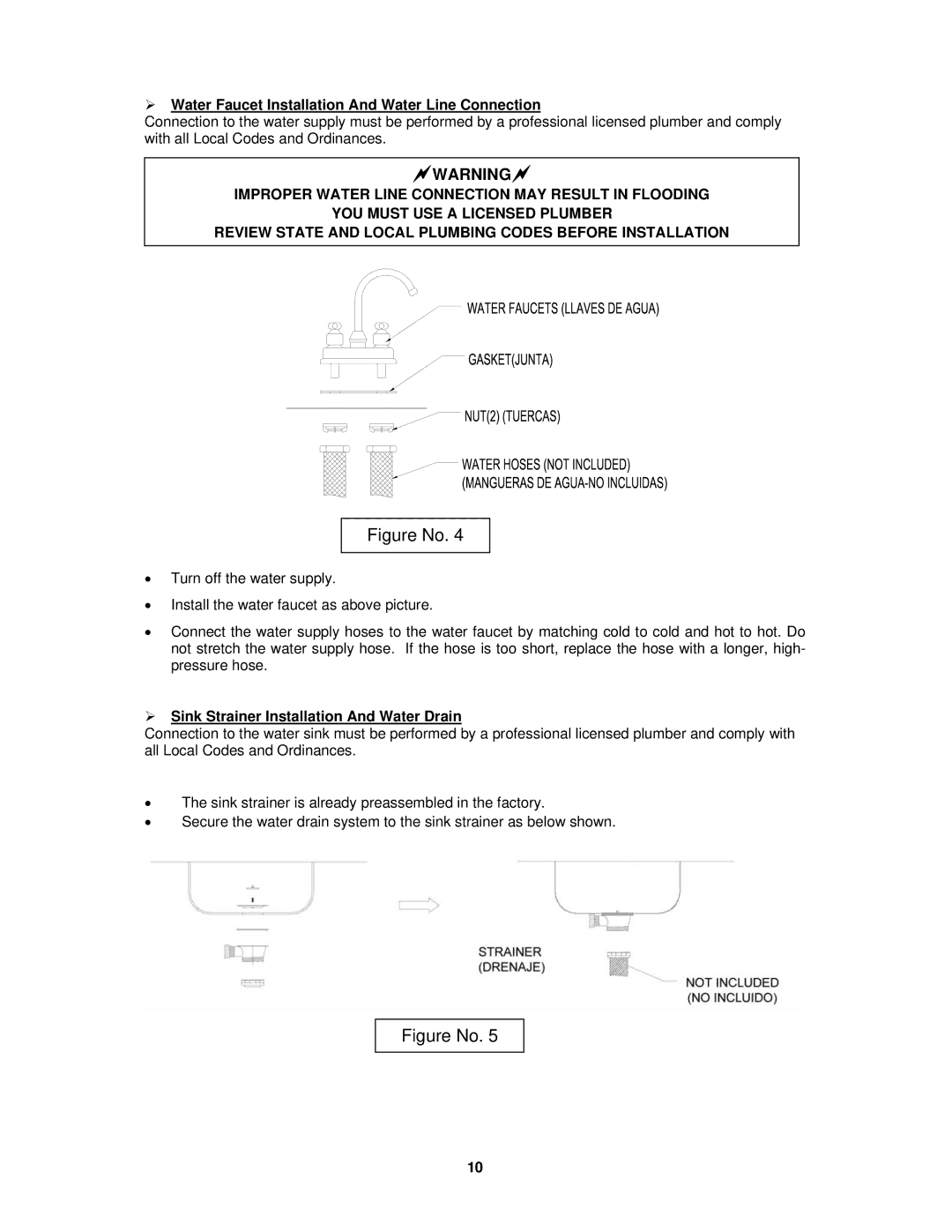 Avanti CK302R  Water Faucet Installation And Water Line Connection,  Sink Strainer Installation And Water Drain 