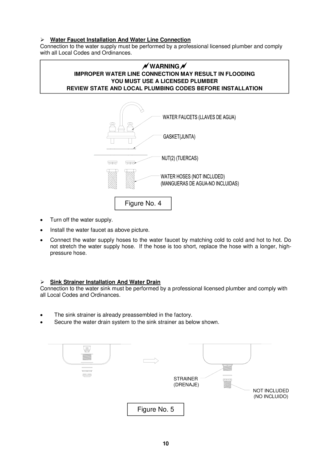 Avanti CK36-1  Water Faucet Installation And Water Line Connection,  Sink Strainer Installation And Water Drain 