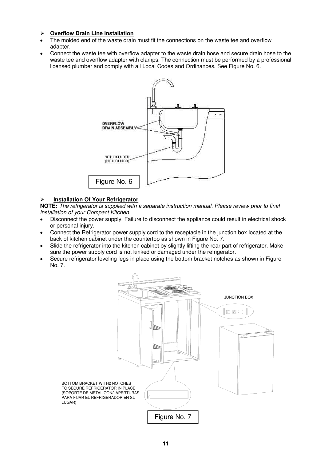 Avanti CK36-1 instruction manual  Overflow Drain Line Installation,  Installation Of Your Refrigerator 