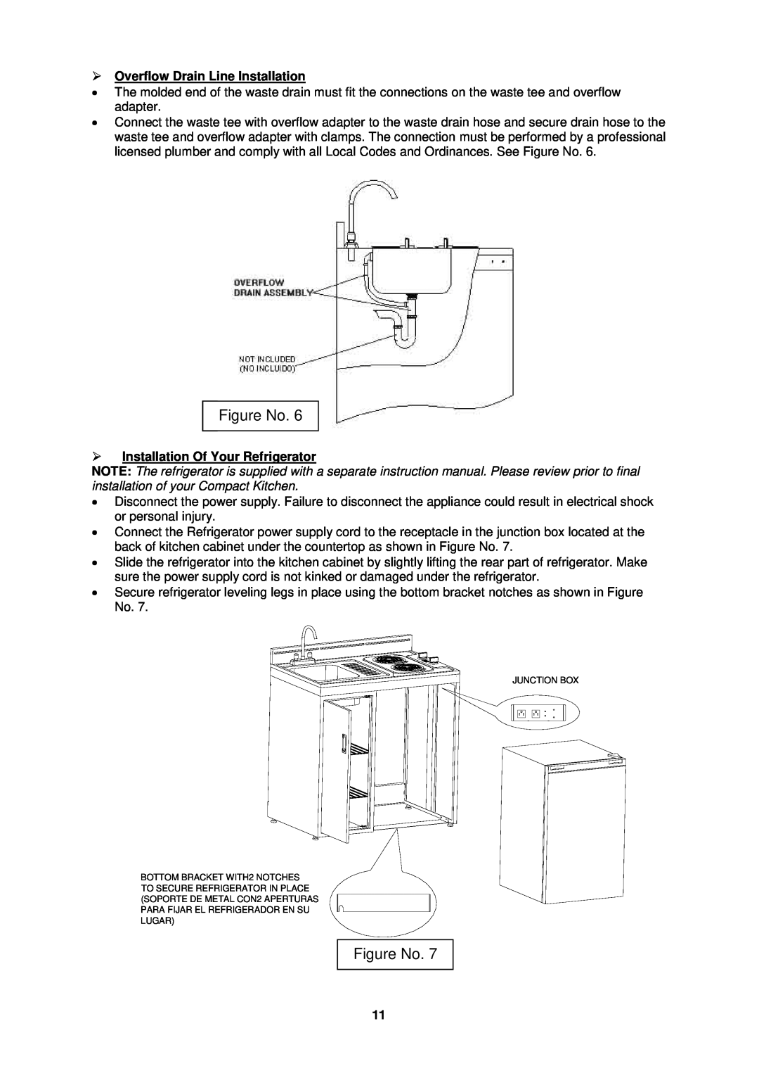 Avanti CK36-1 Figure No, Overflow Drain Line Installation, Installation Of Your Refrigerator, Junction Box 