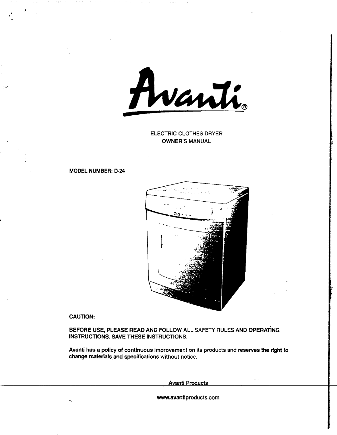 Avanti D-24 manual 