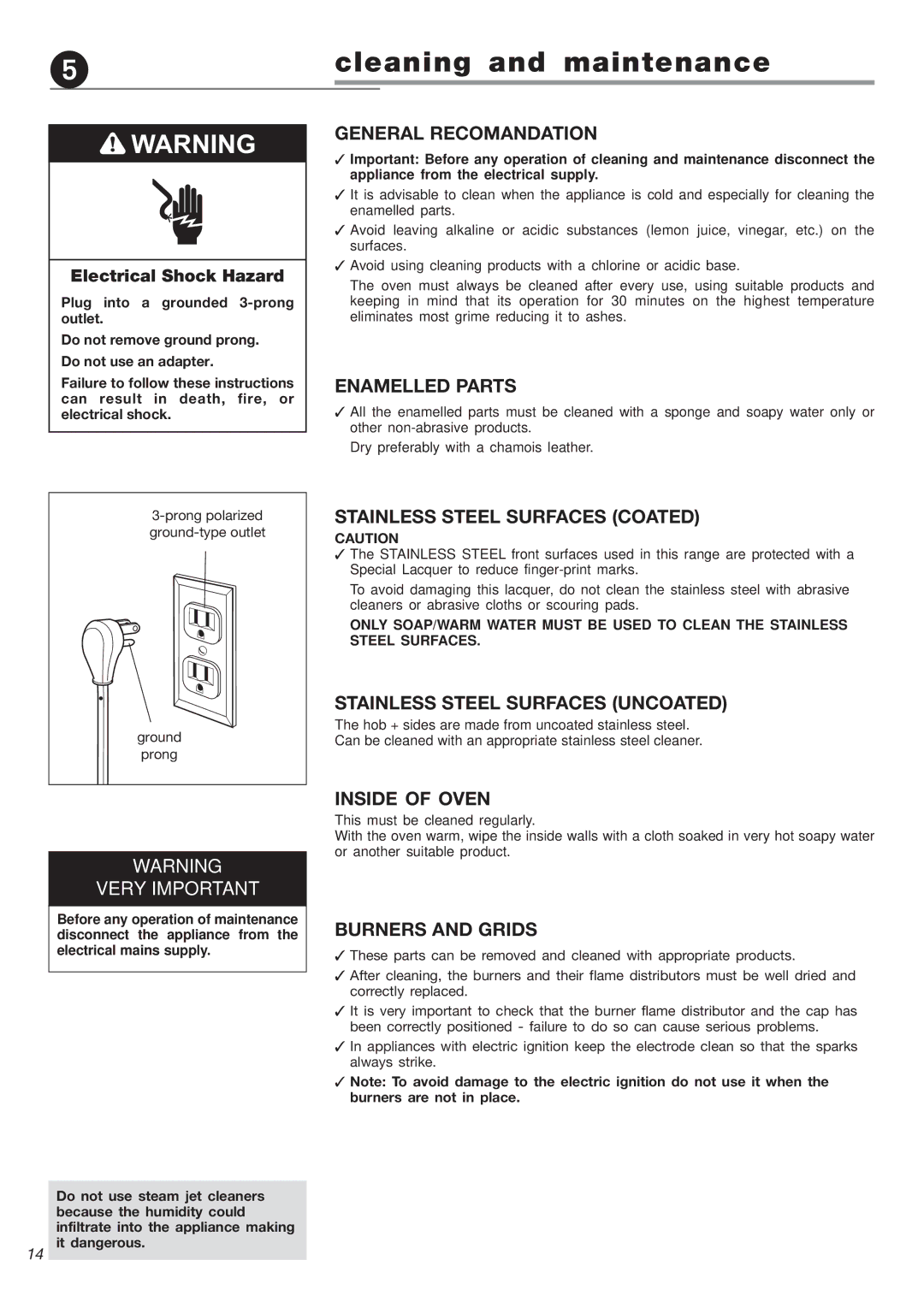 Avanti DG 2401 C warranty Cleaning and maintenance 