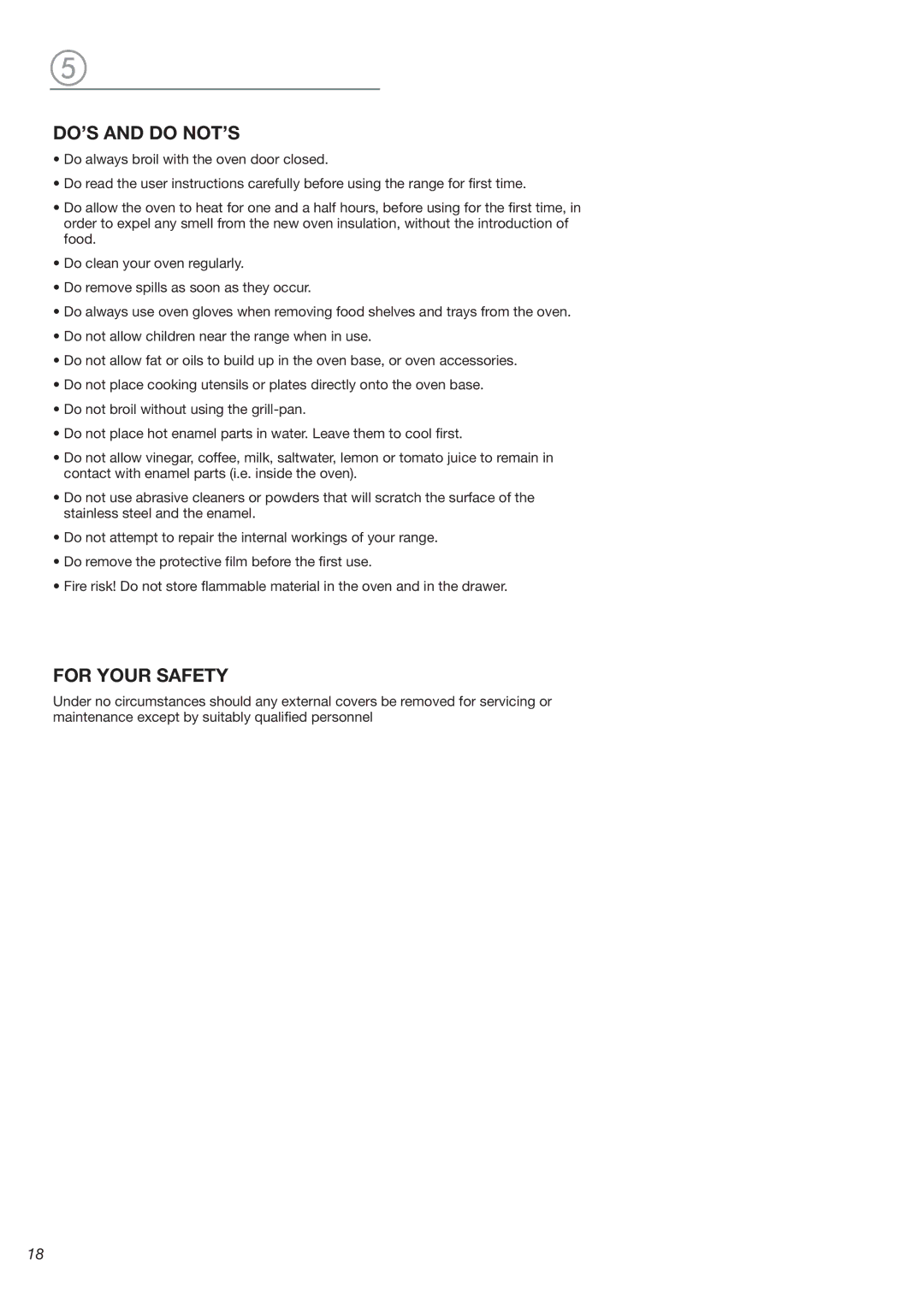 Avanti DG 2401 C warranty DO’S and do NOT’S, For Your Safety 