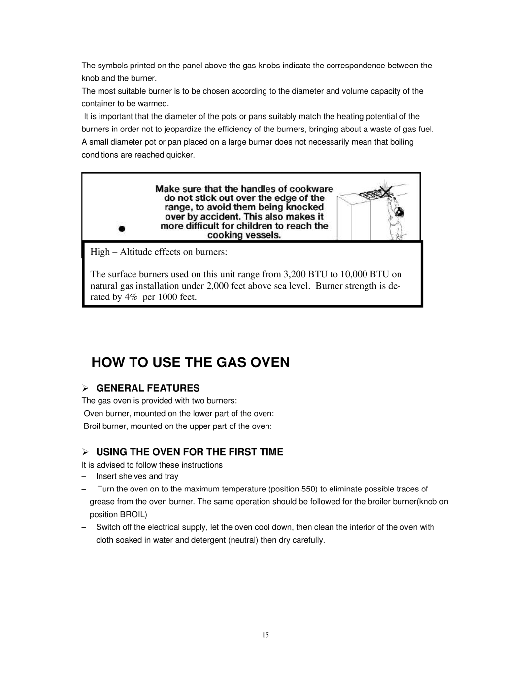 Avanti DG2450SS, DG2451W instruction manual HOW to USE the GAS Oven,  General Features,  Using the Oven for the First Time 