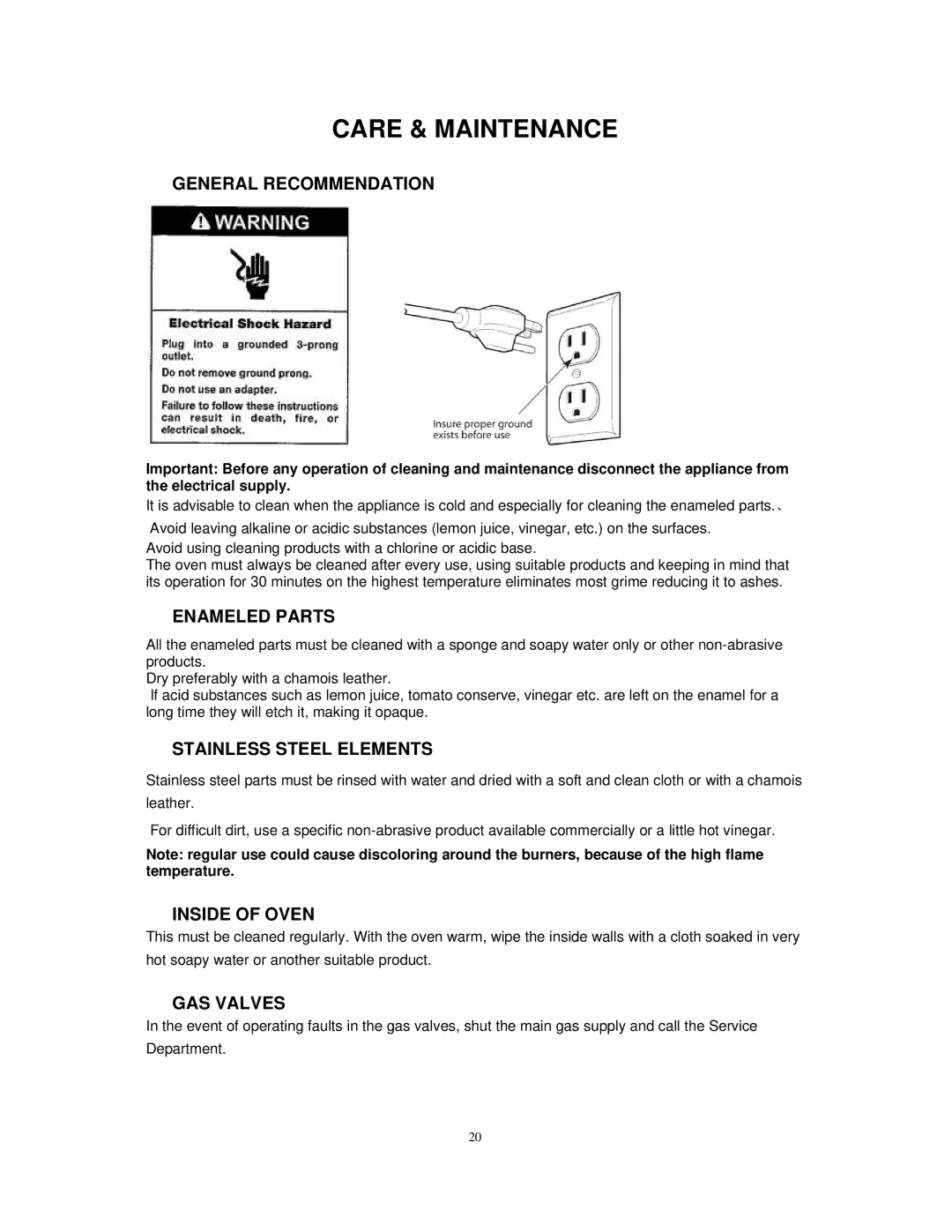 Avanti DG2451W, DG2450SS instruction manual Care & Maintenance 