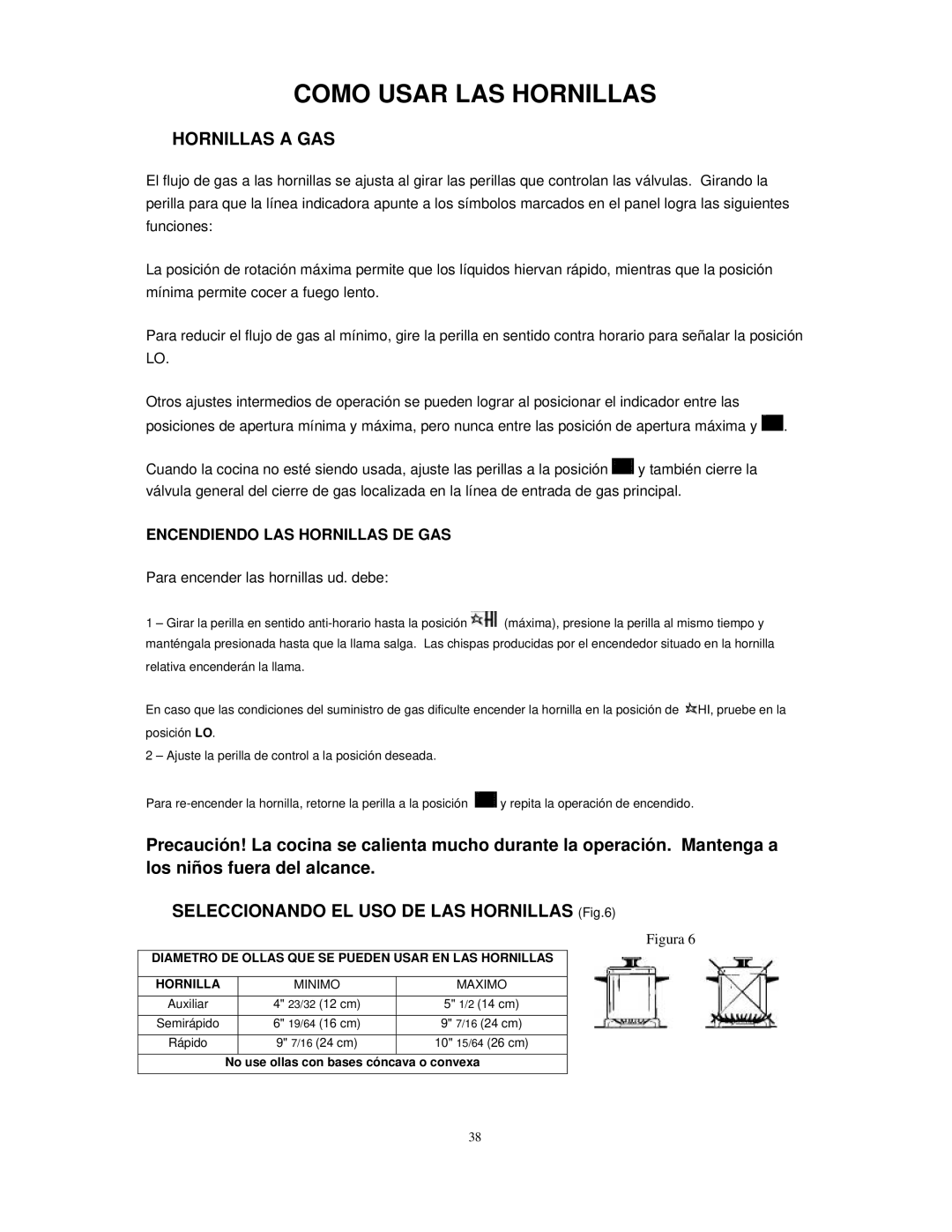 Avanti DG2451W, DG2450SS instruction manual Como Usar LAS Hornillas,  Hornillas a GAS 