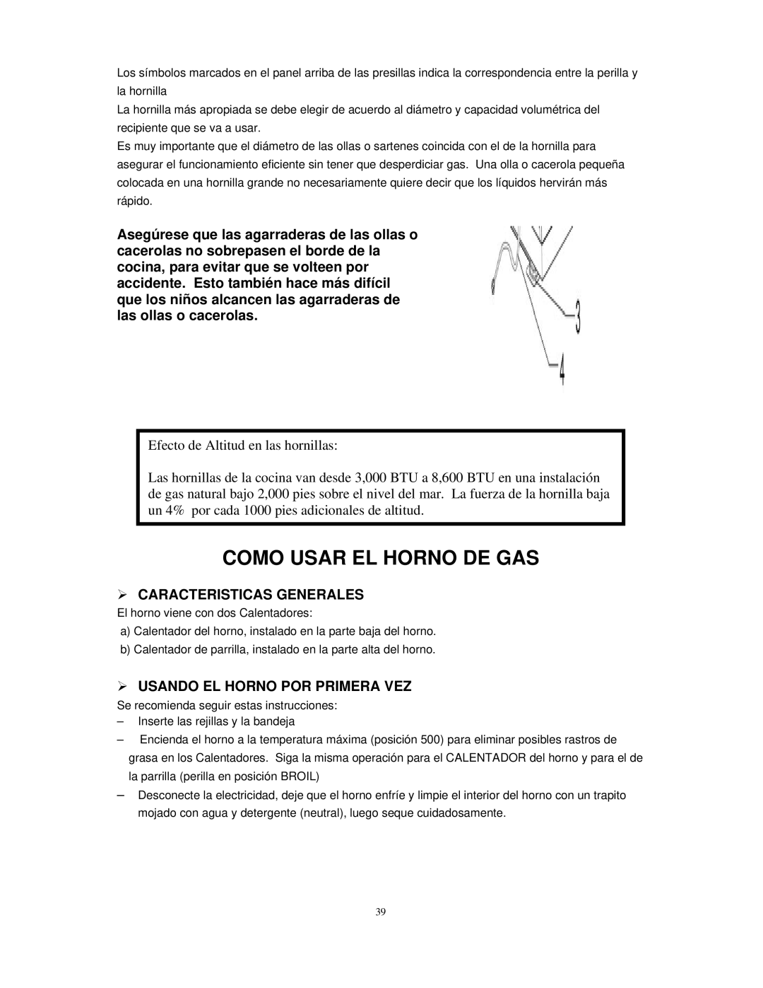 Avanti DG2450SS, DG2451W Como Usar EL Horno DE GAS,  Caracteristicas Generales,  Usando EL Horno POR Primera VEZ 