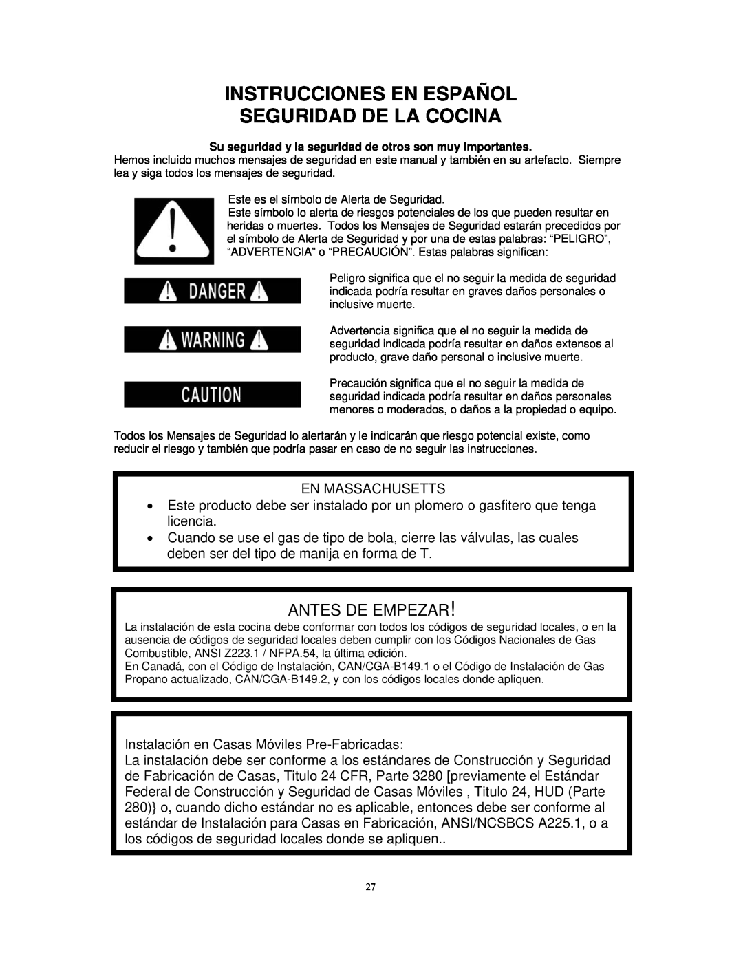 Avanti DG2450SS, DG2451W instruction manual Instrucciones En Español Seguridad De La Cocina, Antes De Empezar 