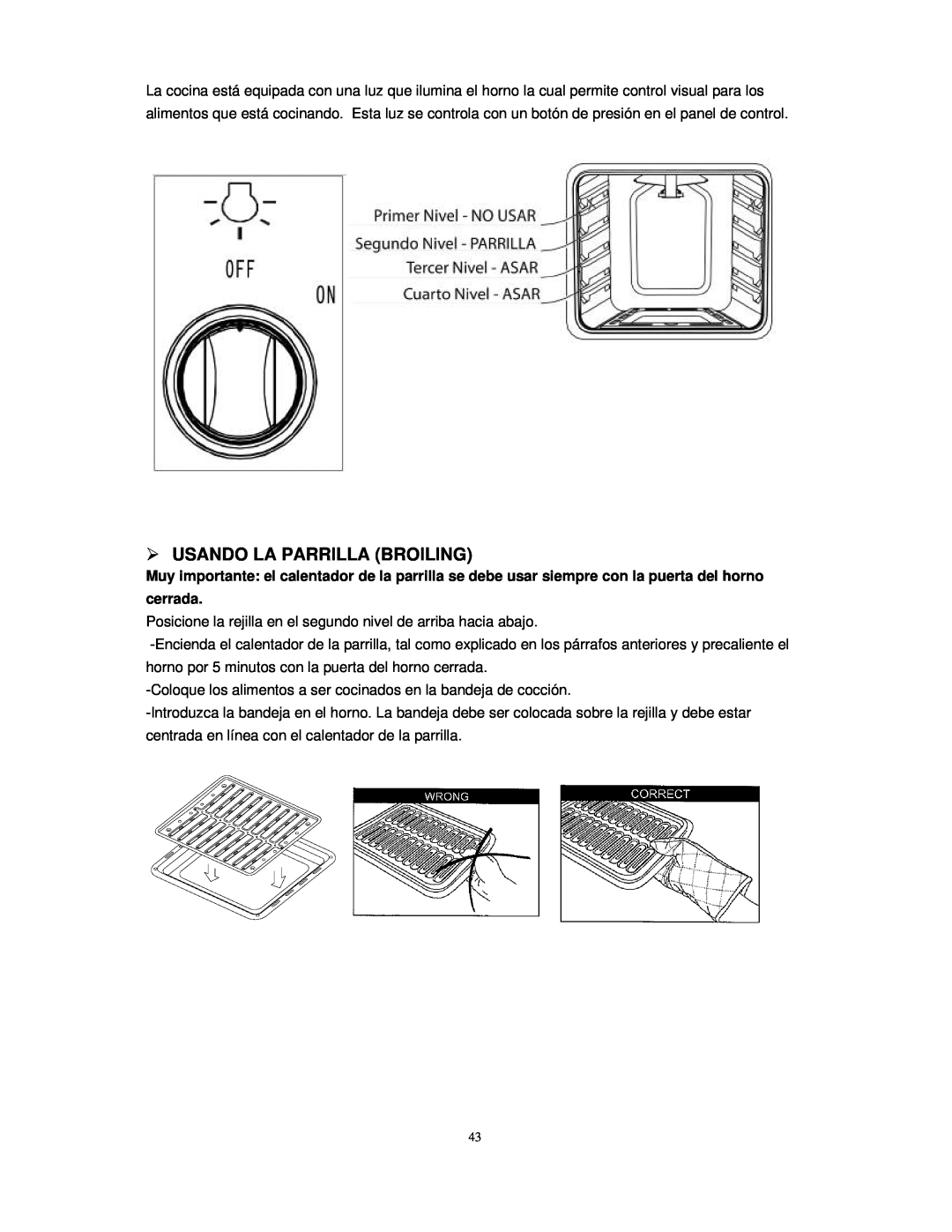 Avanti DG2450SS, DG2451W instruction manual  Usando La Parrilla Broiling 