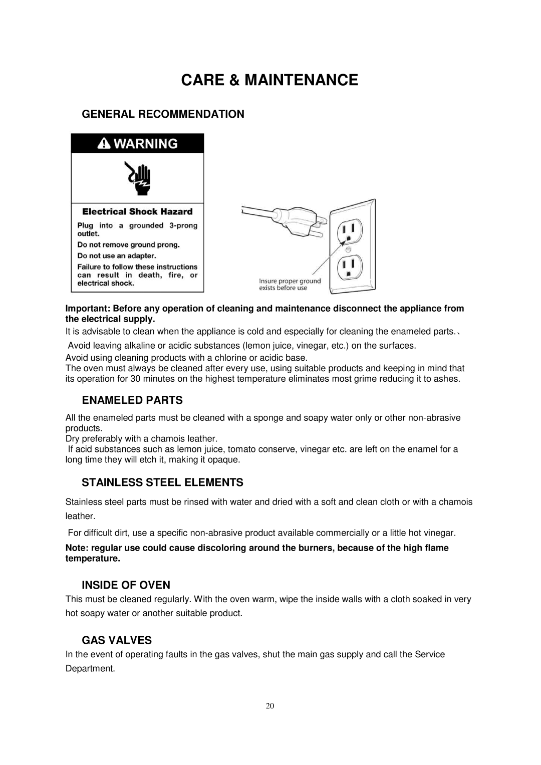 Avanti DG2451W, DG2452B, DG2450SS-1 instruction manual Care & Maintenance 