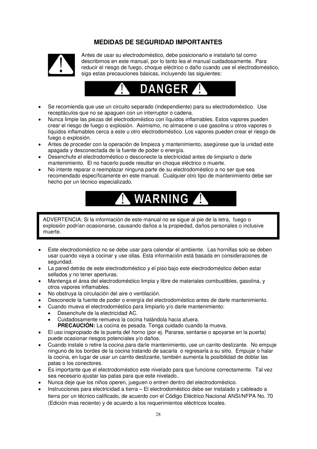 Avanti DG2451W, DG2452B, DG2450SS-1 instruction manual Medidas DE Seguridad Importantes 