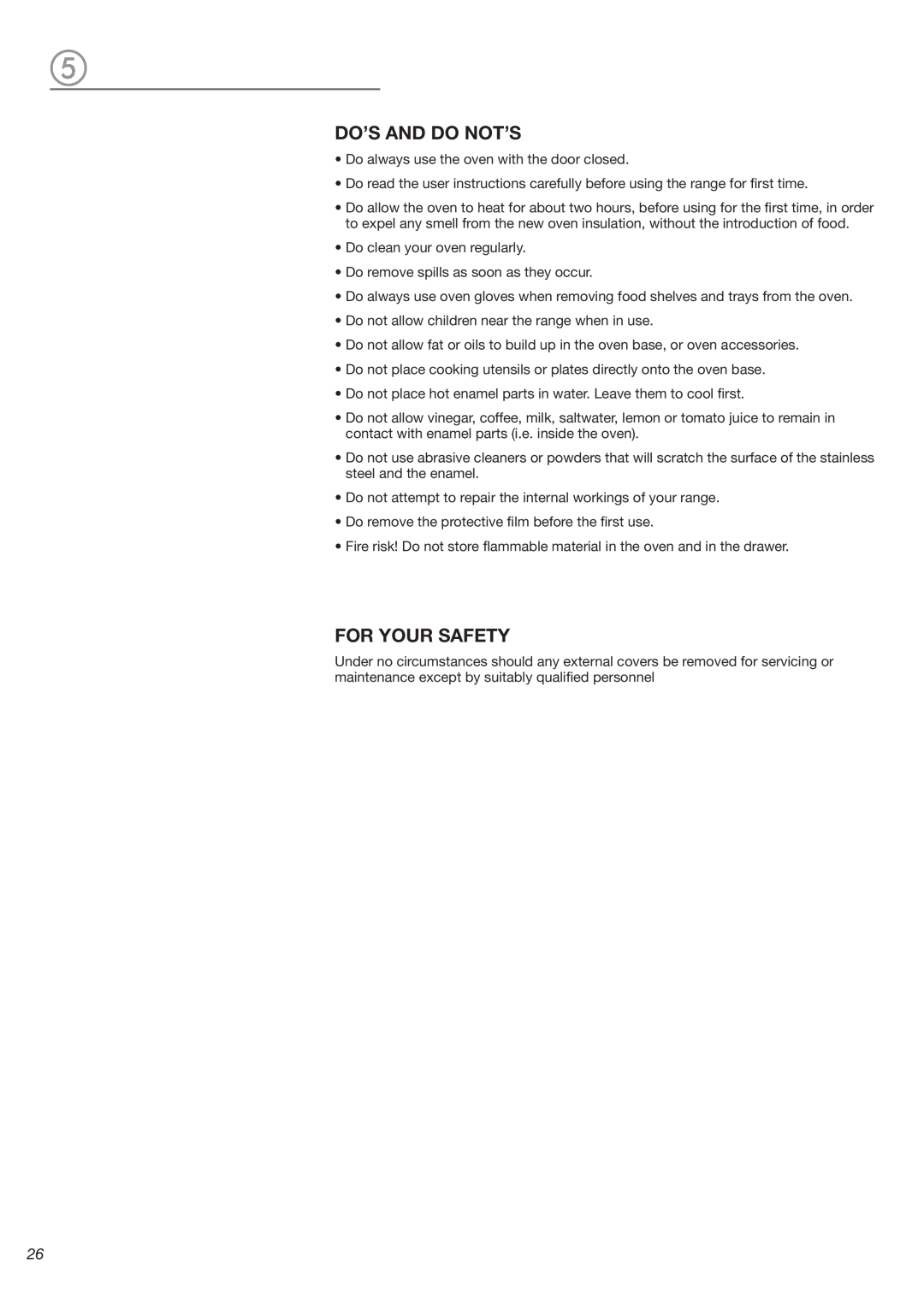 Avanti DGE 2403 SC warranty Do’S And Do Not’S, For Your Safety 
