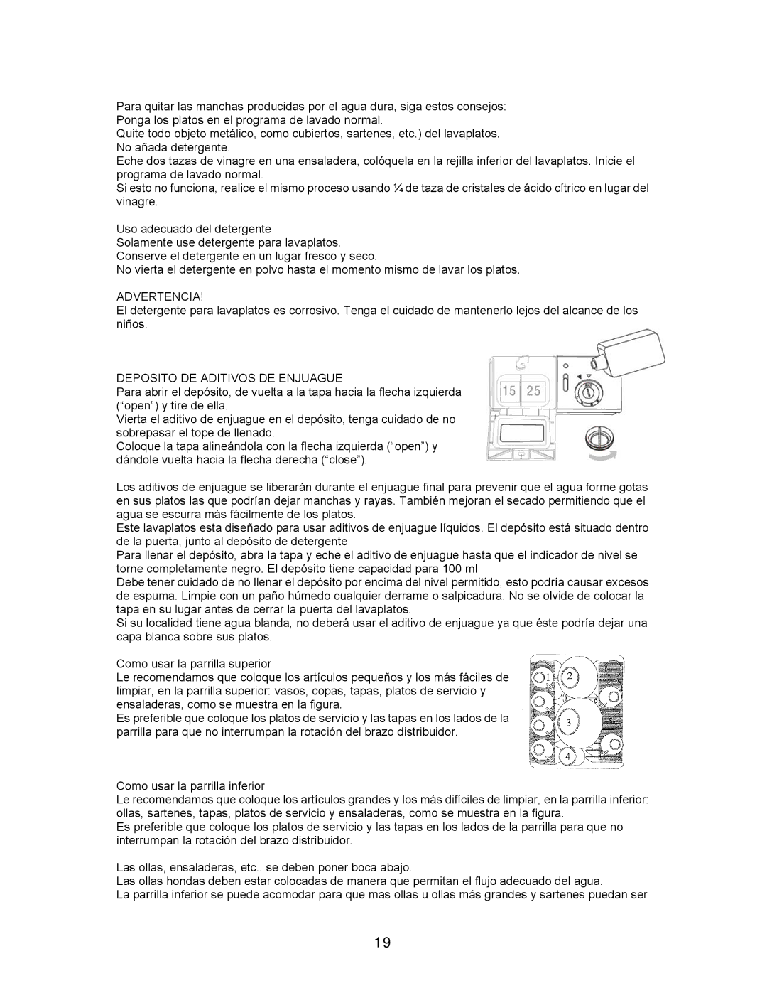 Avanti DW183W, DW184B, DW182ESS instruction manual Deposito DE Aditivos DE Enjuague 