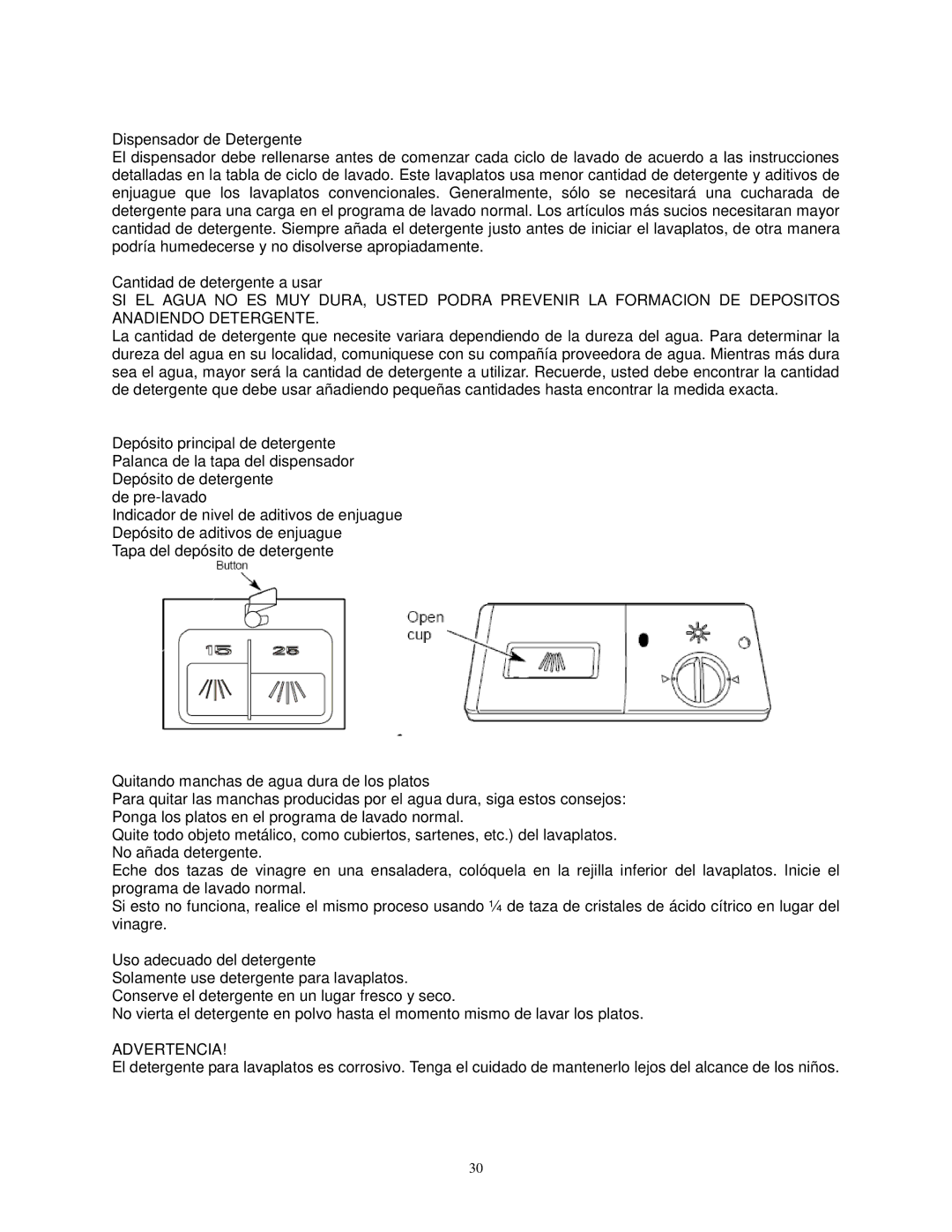 Avanti DW6PS, DW6W instruction manual Advertencia 