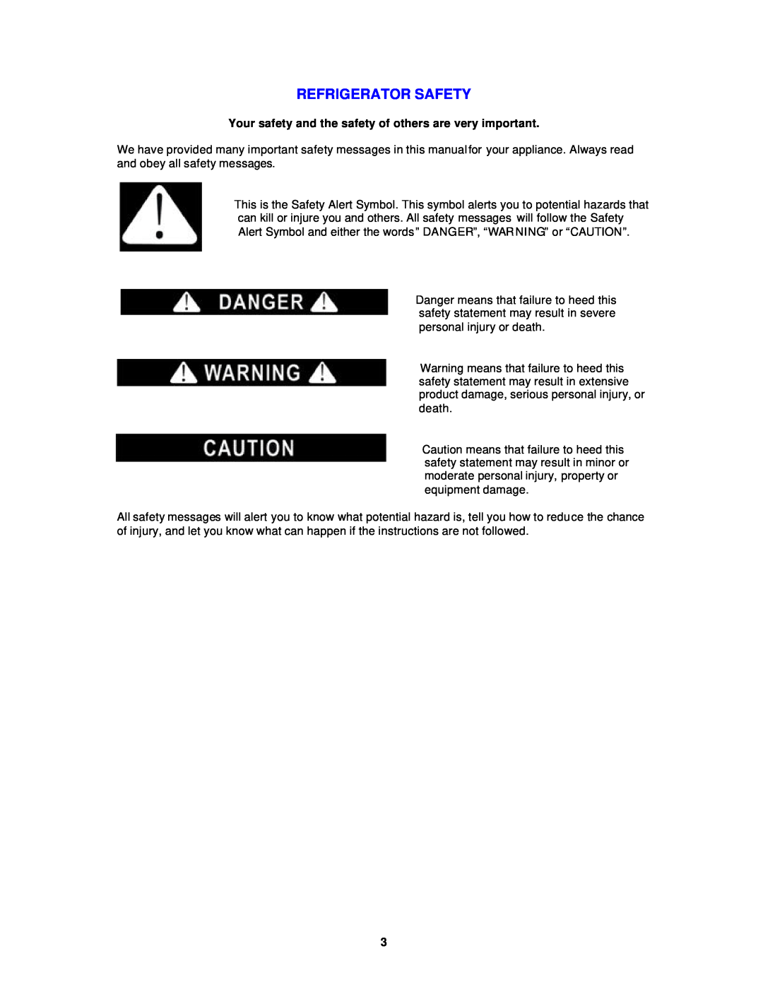 Avanti EC149W instruction manual Refrigerator Safety 