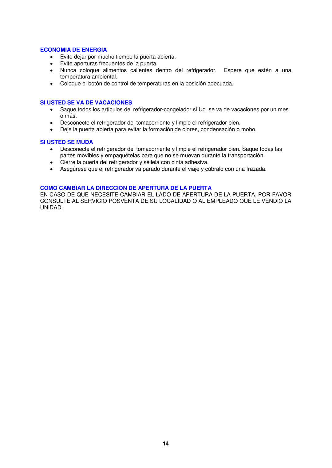 Avanti EC152BH instruction manual Economia DE Energia 