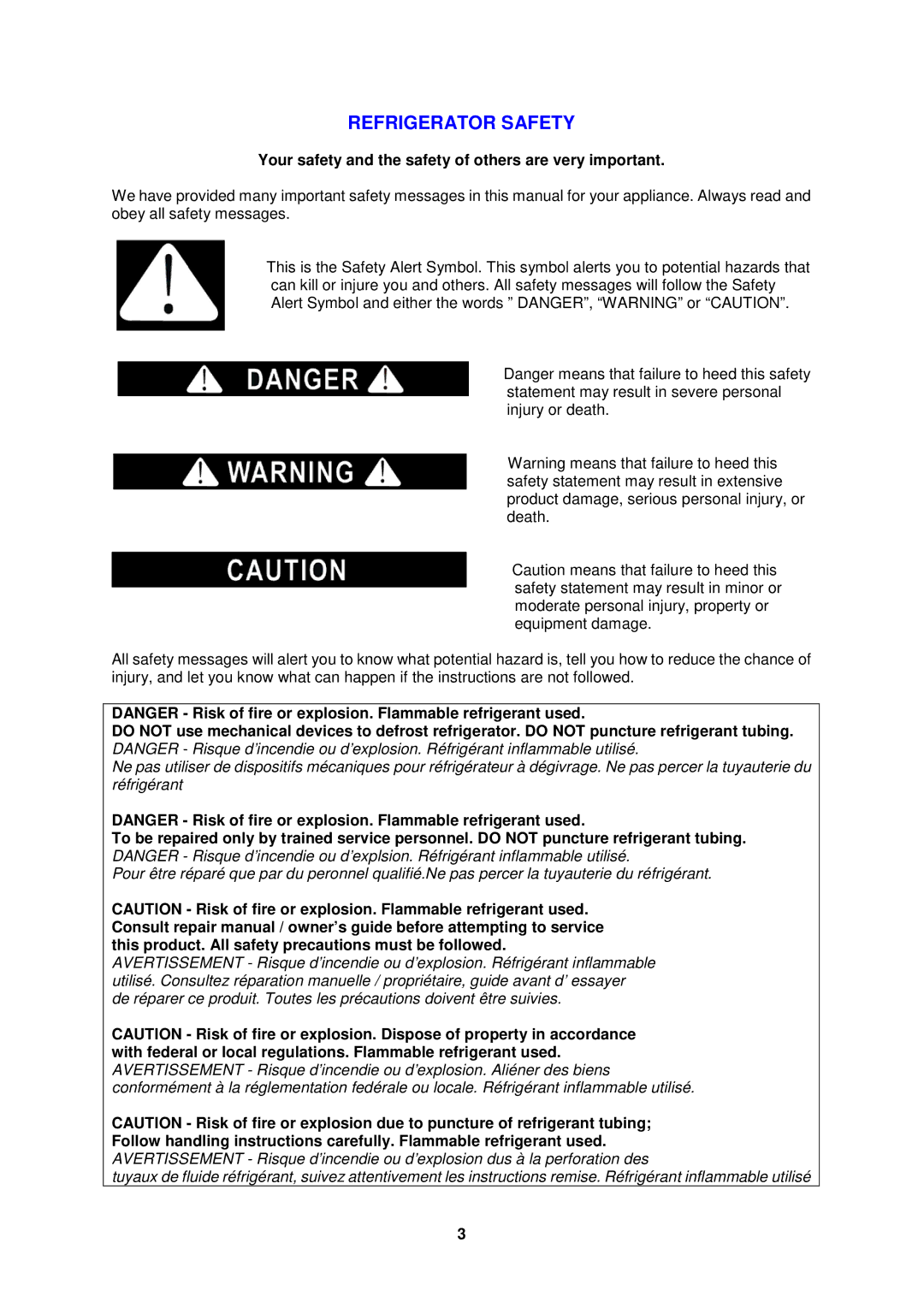 Avanti FF45016PS, FF45006W instruction manual Refrigerator Safety, Your safety and the safety of others are very important 