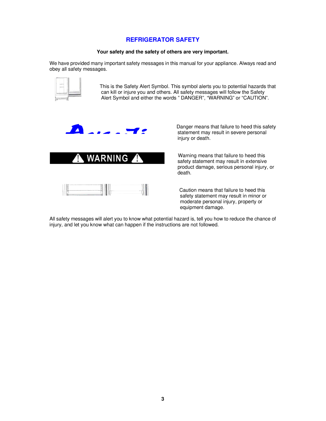 Avanti FF760W, FF761PS instruction manual Refrigerator Safety, Your safety and the safety of others are very important 