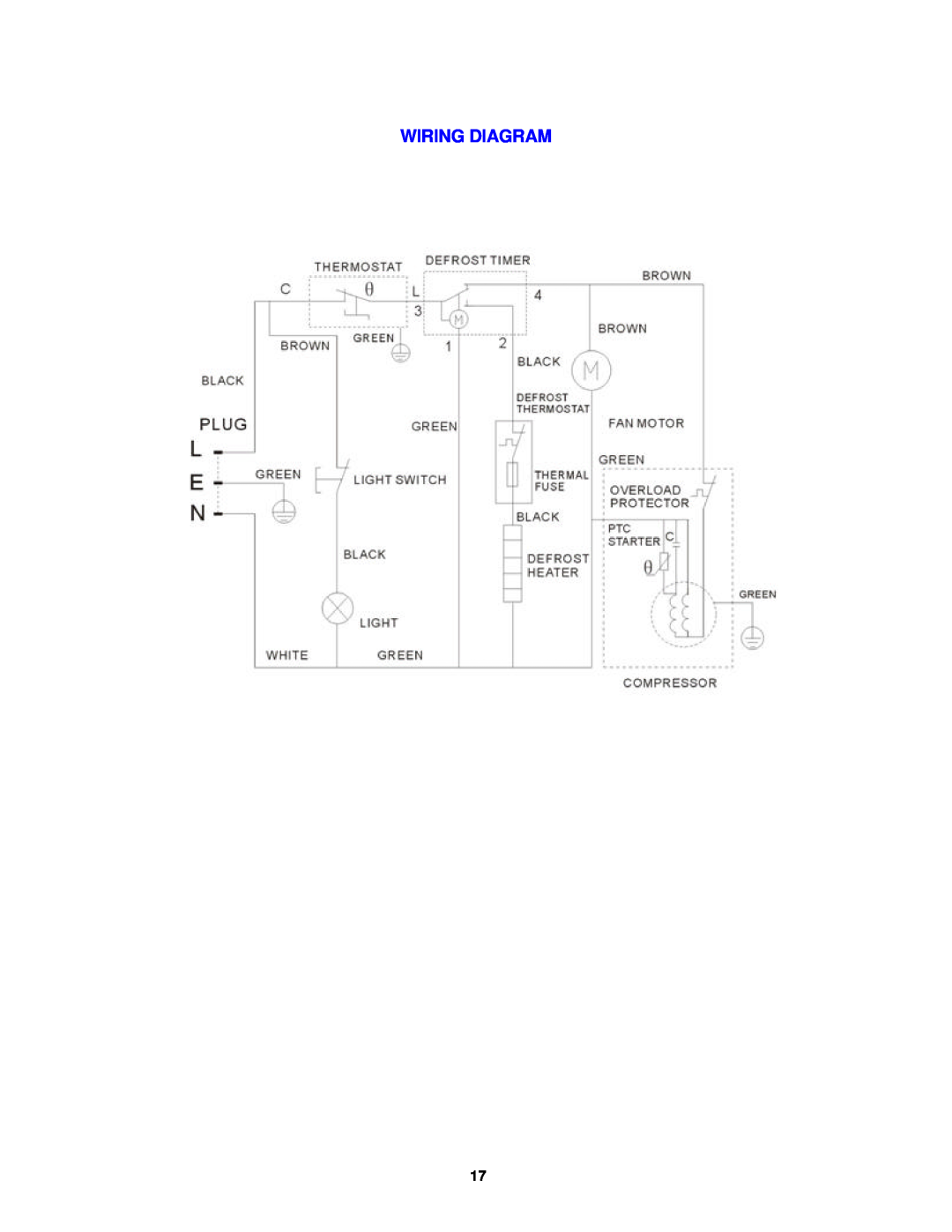 Avanti FF882PSS, FF881W, FF1062PSS instruction manual Wiring Diagram 