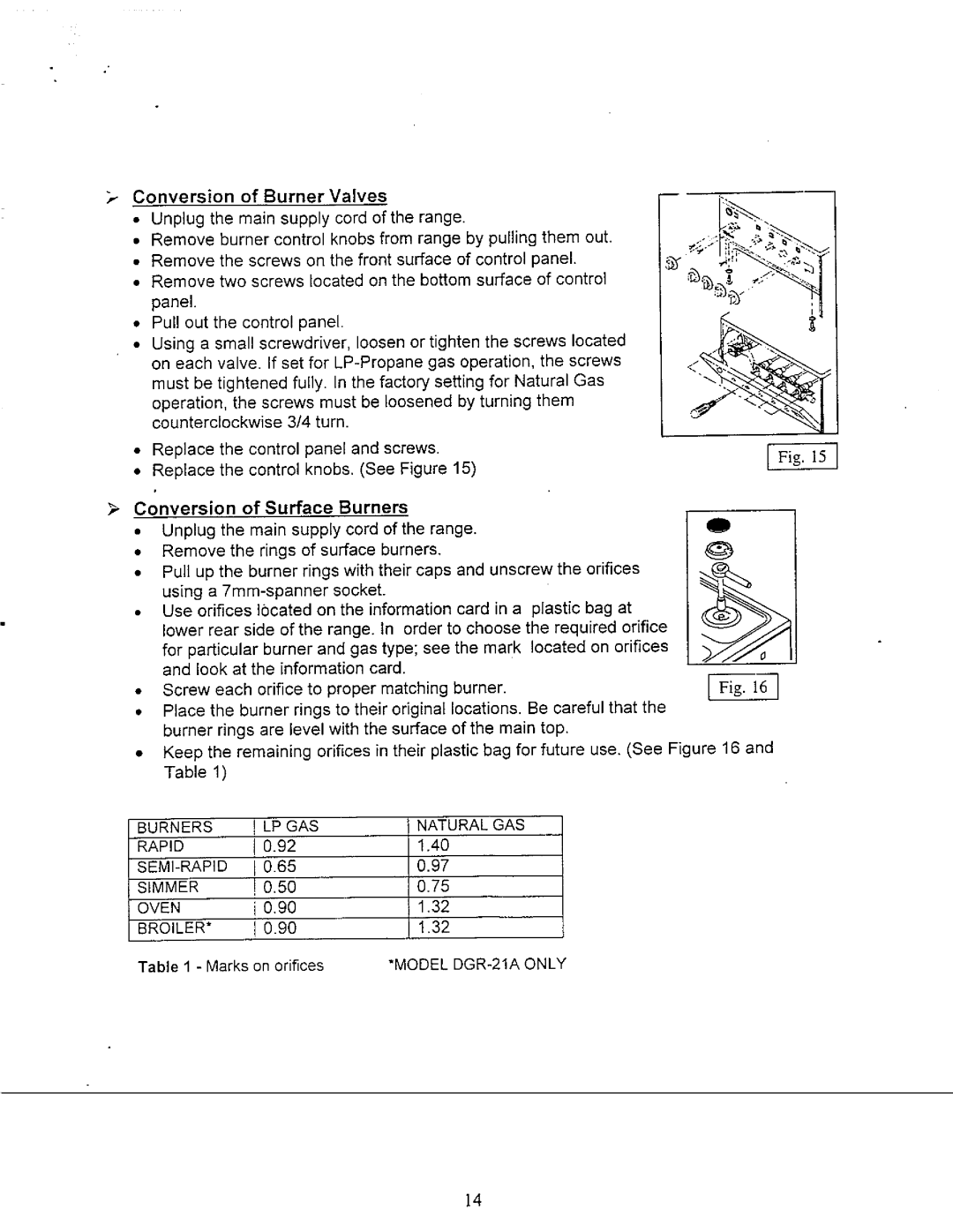 Avanti GR-20, DGR-21A manual 