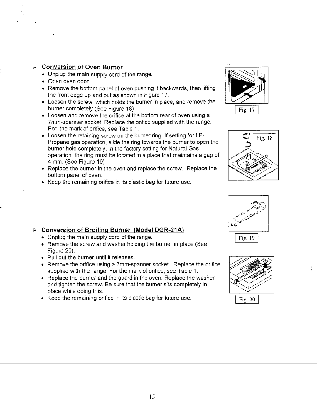 Avanti DGR-21A, GR-20 manual 