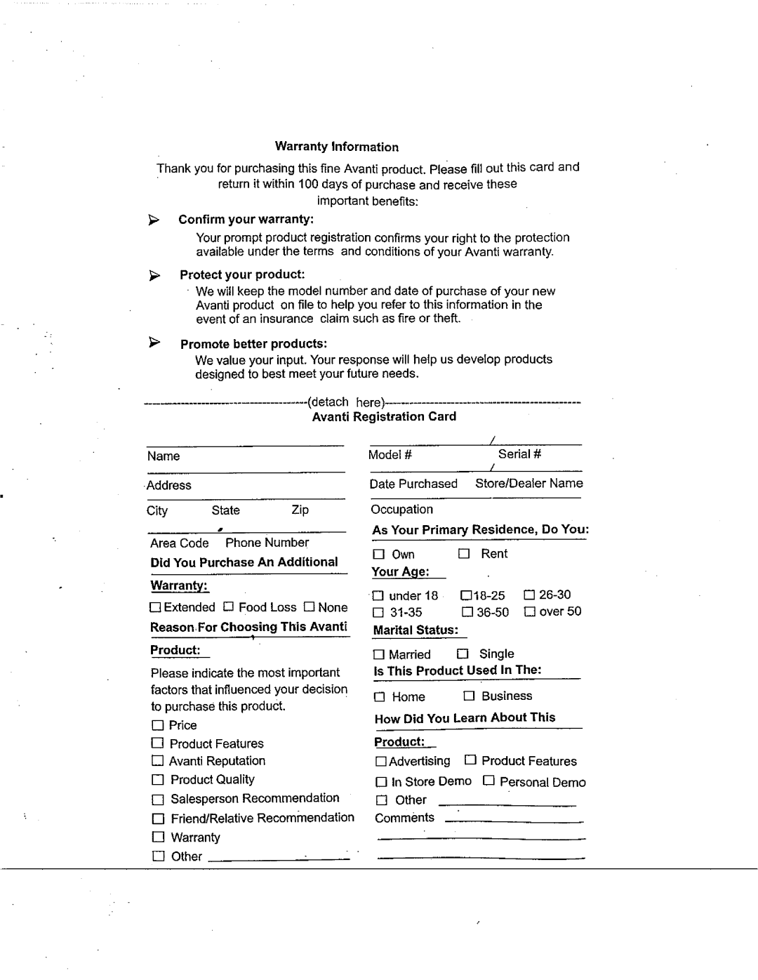 Avanti DGR-210, GR-201 manual 